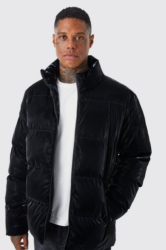 Sanft glänzende Oversize Nylon-Steppjacke
