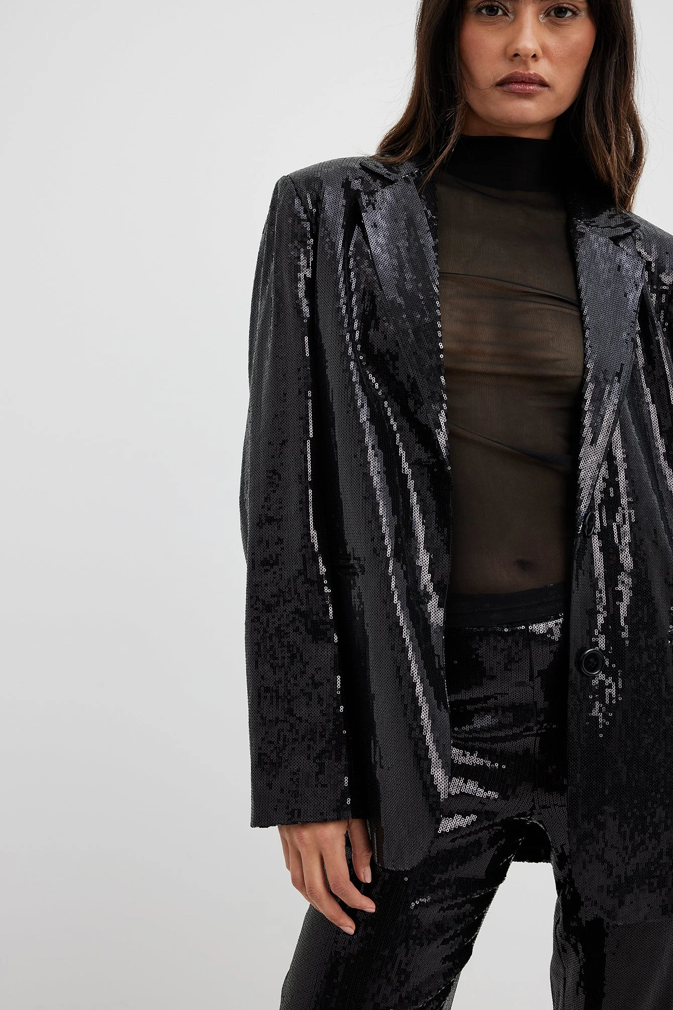 Oversize-Blazer mit Pailletten