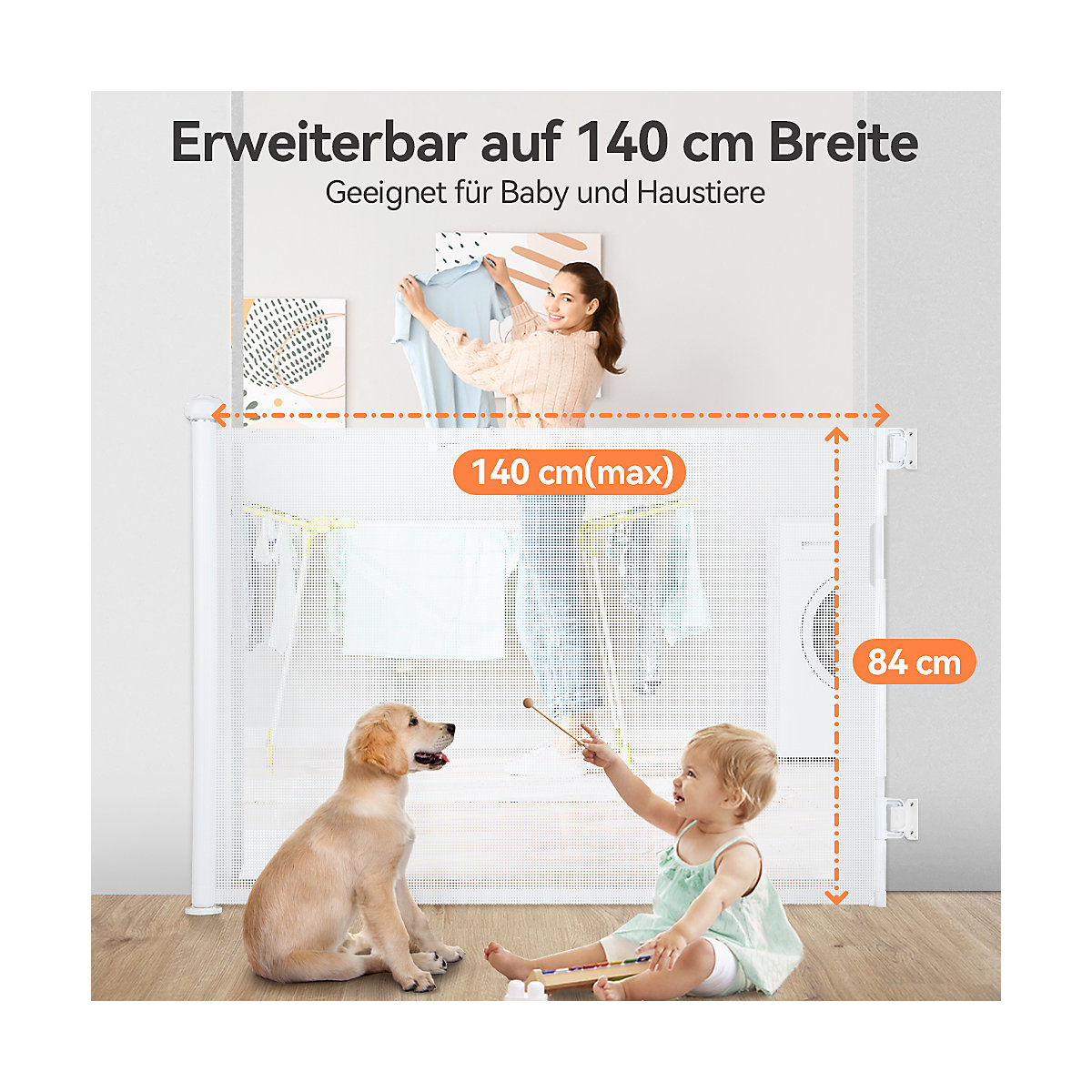 Einziehbare Schutztür Türschutzgitter 0-140cm