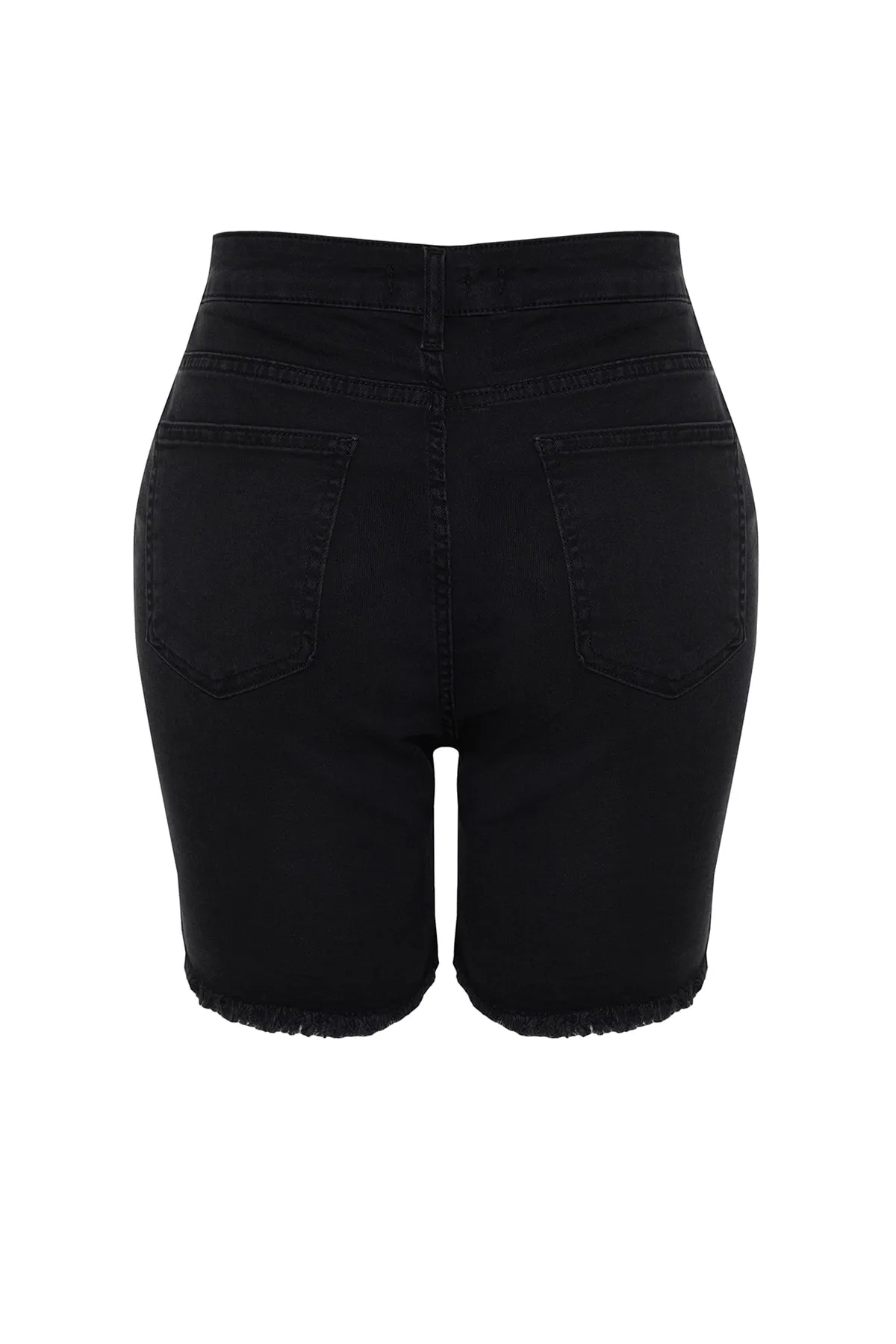 Trendyol Curve  Schwarze Skinny-Jeansshorts mit hoher Taille und Bermuda TBBSS22AP0008