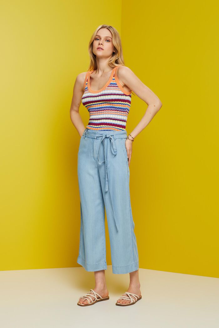 Verkürzte Hose mit weitem Bein, TENCEL™