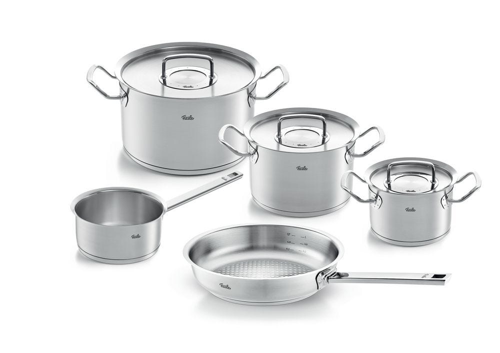 Original-Profi Collection® – 5-teiliges Set aus Kochtöpfen,  Stielkasserolle und Pfanne