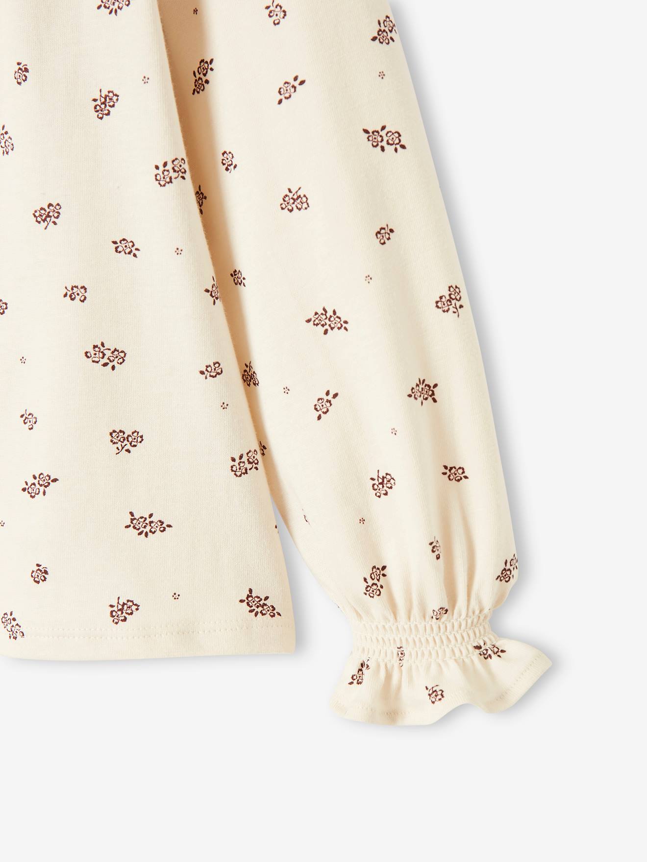 T-shirt blouse volanté imprimé fleurs fille rose aop