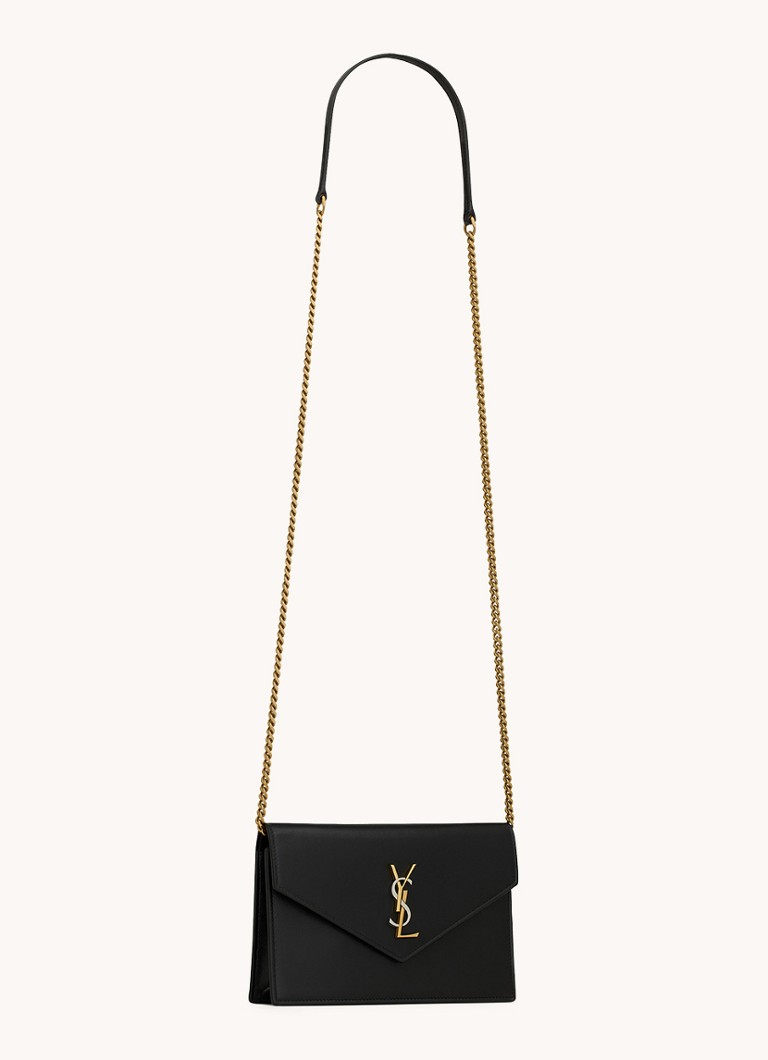 Πορτοφόλι Saint Laurent Envelope από δέρμα αρνιού με λουράκι ώμου