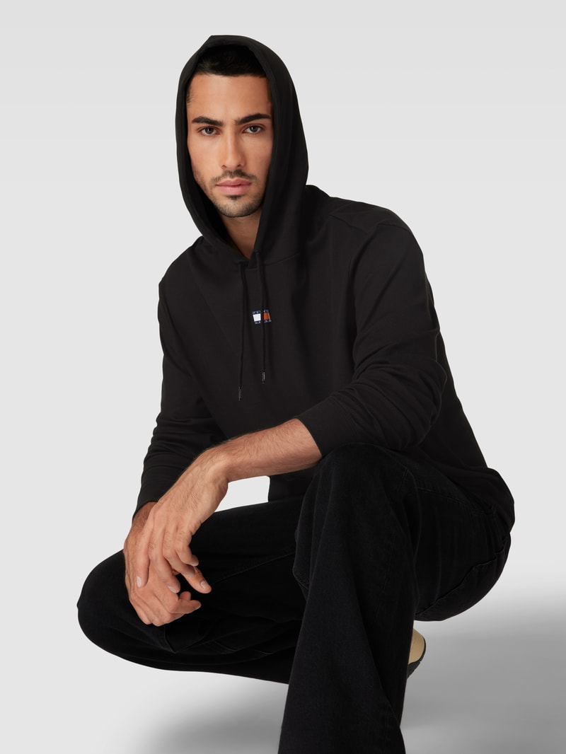 Hoodie mit Rippenstruktur Modell 'HERITAGE' in schwarz