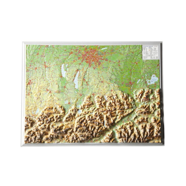 Reliefkarte Bayerisches Oberland 1 : 400.000 - Karte