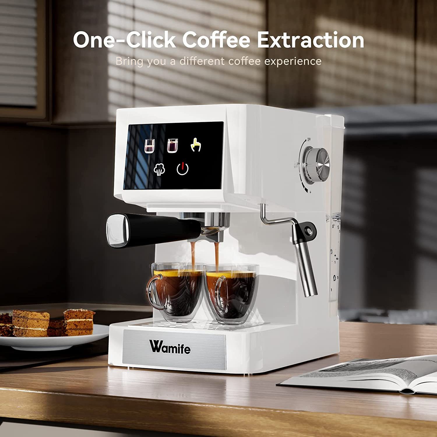 Daskoo Filterkaffeemaschine Espressomaschine Kaffeemaschine mit Milchschäumer 1.5L, 15 Bar Siebträgermaschine, Duale Temperaturkontrolle