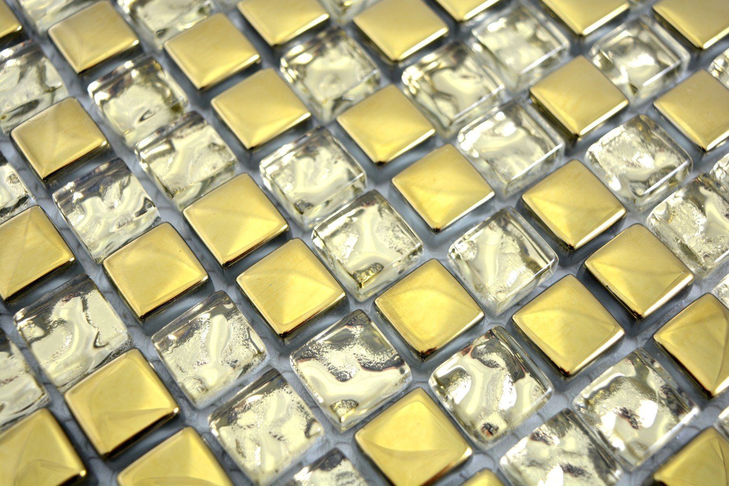 Mosani Mosaikfliesen Glasmosaik Crystal Mosaikfliesen gold glänzend / 10 Matten