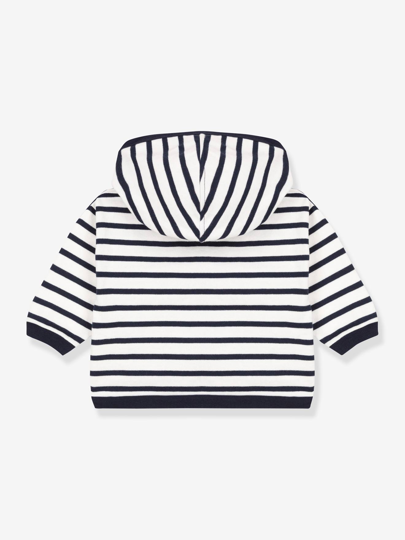 Sweat à capuche bébé rayé marinière