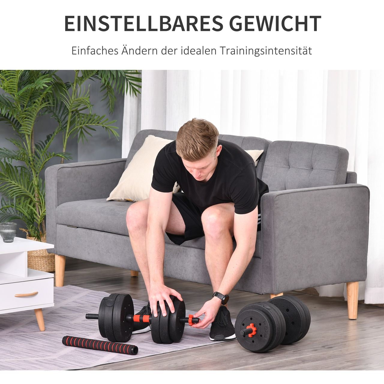 HOMCOM 2 in 1 Hanteln Set 25 kg verstellbare Kurzhantel & Langhantel