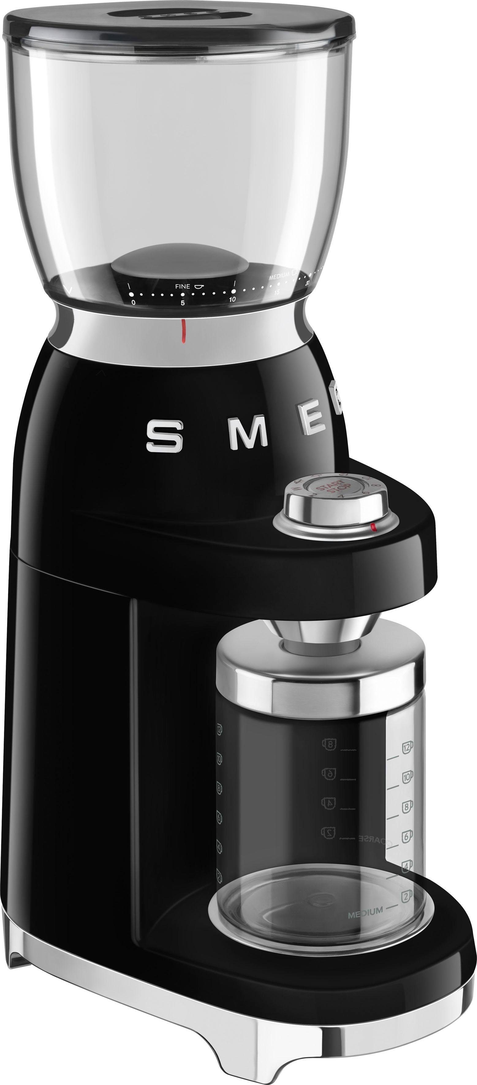 Smeg Kaffeemühle CGF01BLEU Schwarz, 150 W, Kegelmahlwerk, 350 g Bohnenbehälter