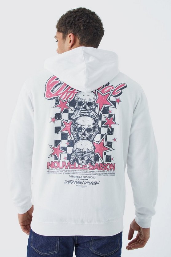 Hoodie mit Reißverschluss und Totenkopf-Print