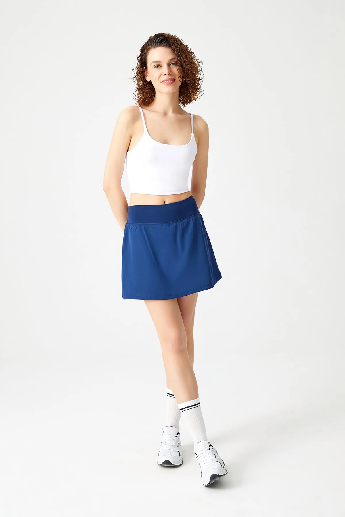 LOS OJOS  Marineblauer 2-lagiger Tennisrock – Shortsrock – Sportrock. Tennisrock