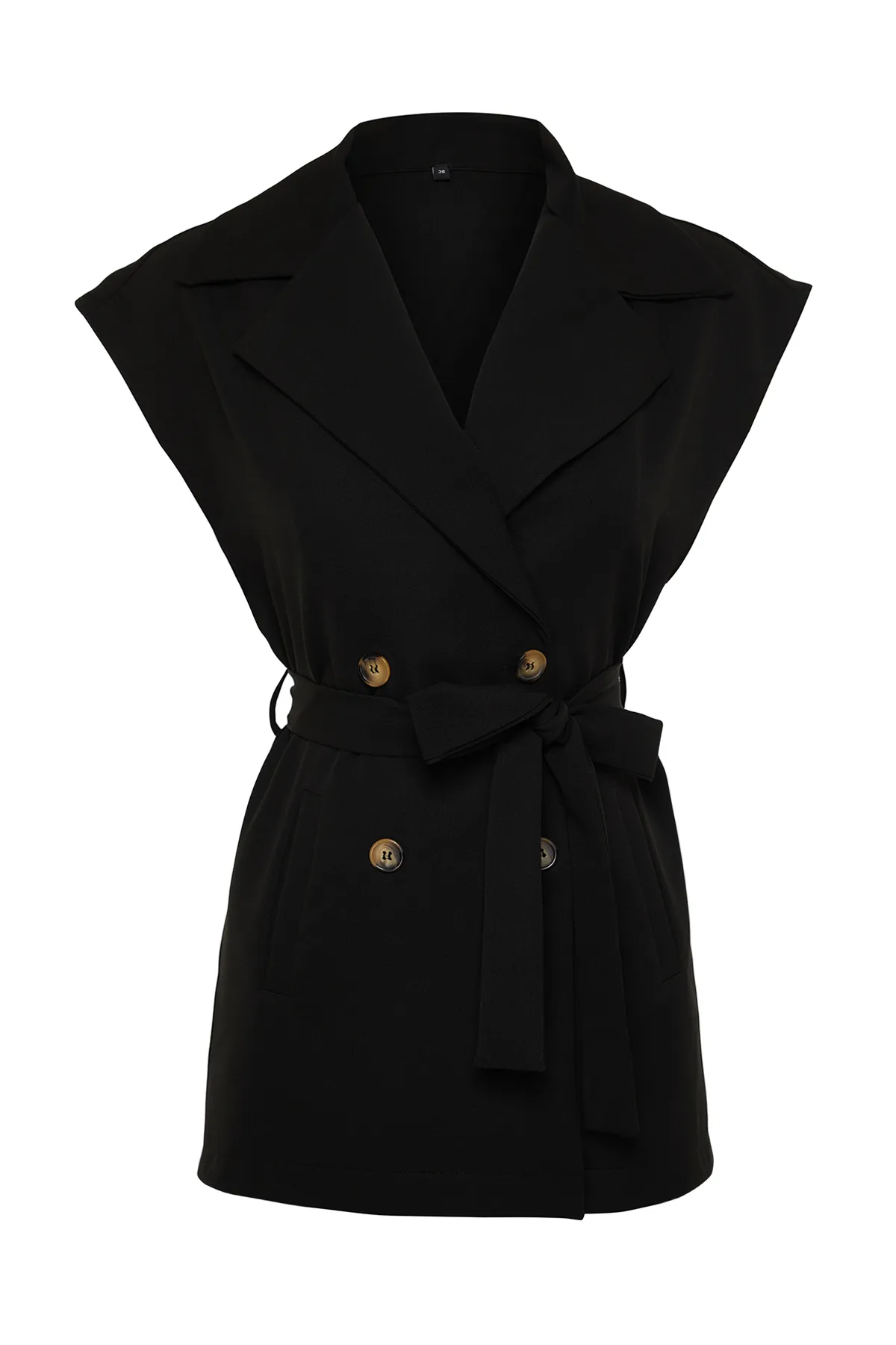Trendyol Modest  Schwarze, detaillierte Webweste mit Gürtel TCTSS24YL00004