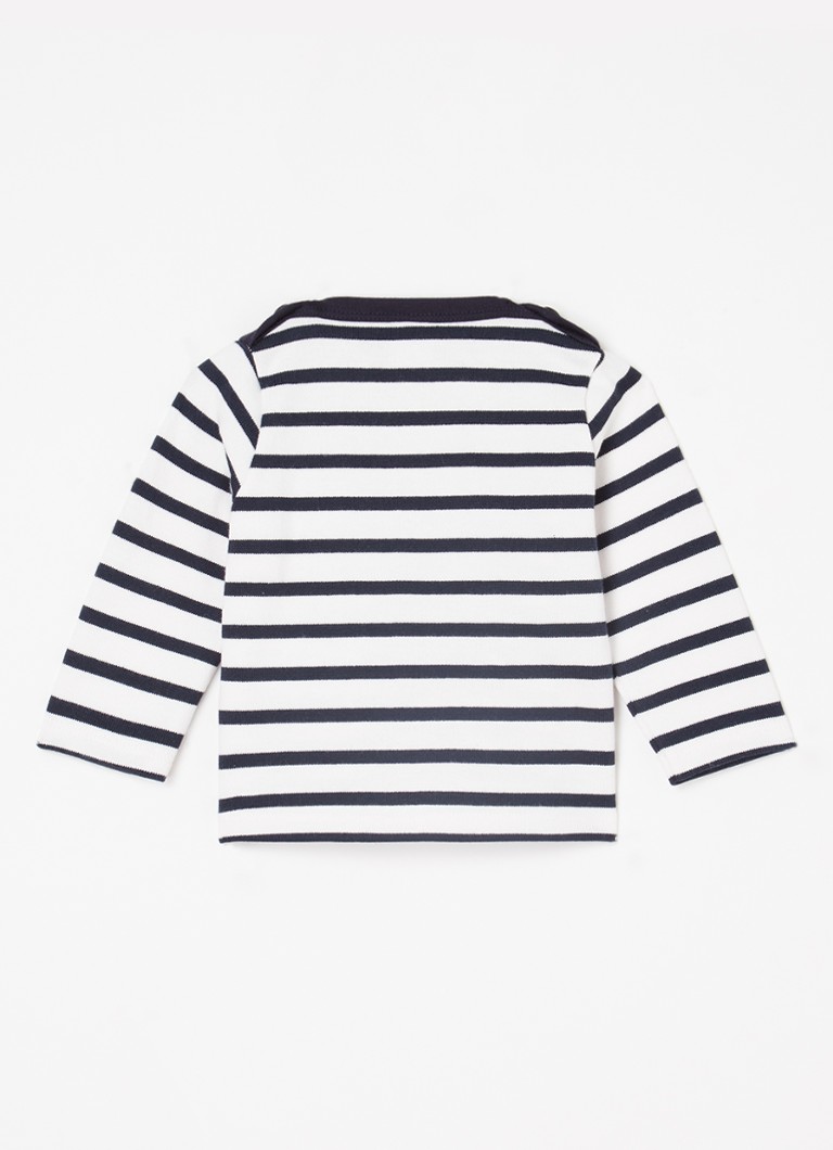 Cămașă cu mânecă lungă Petit Bateau, din tricot fin cu dungi imprimate.