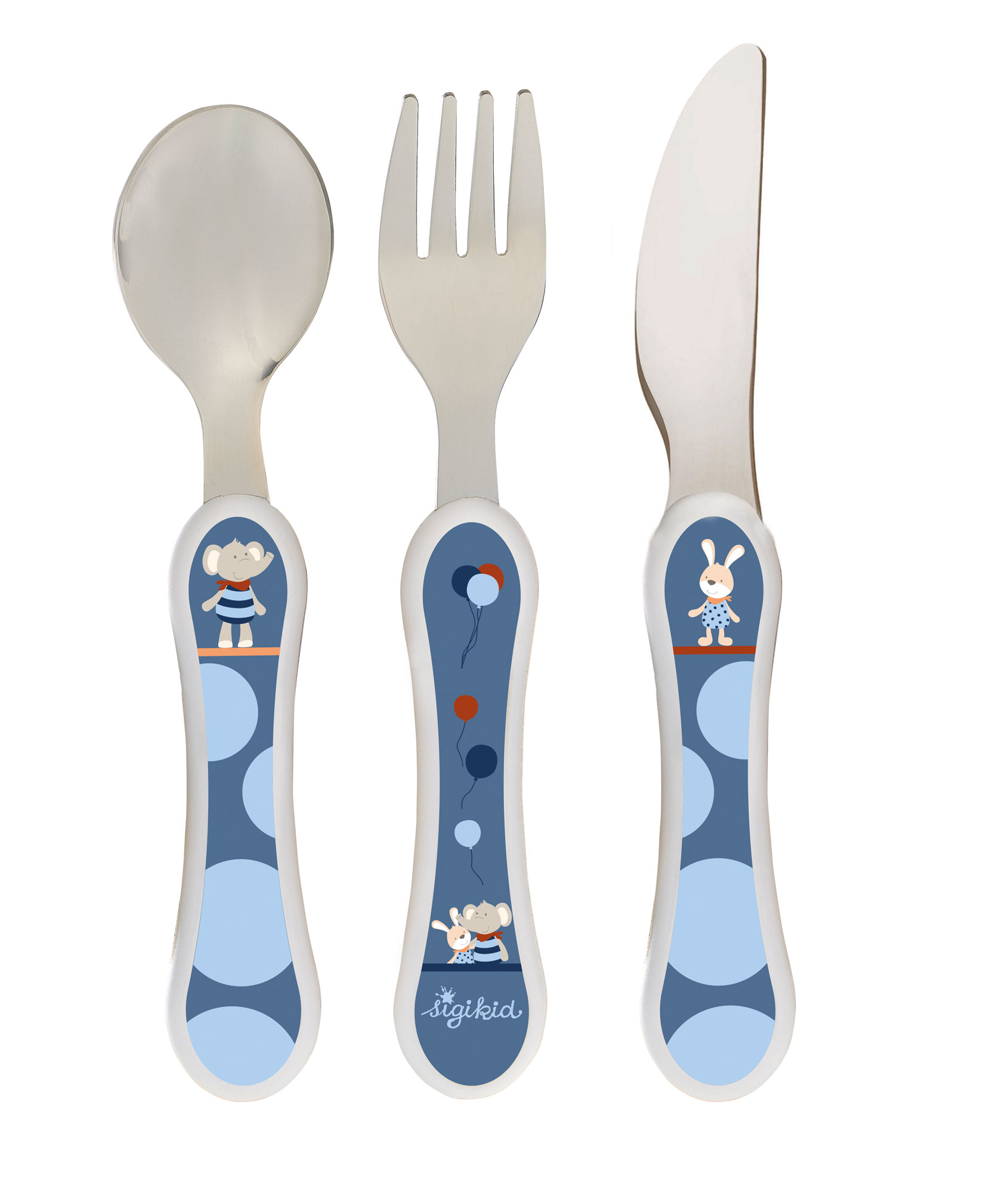 Kinder Besteck Set Hase und Elefant Lolo Lombardo, Messe