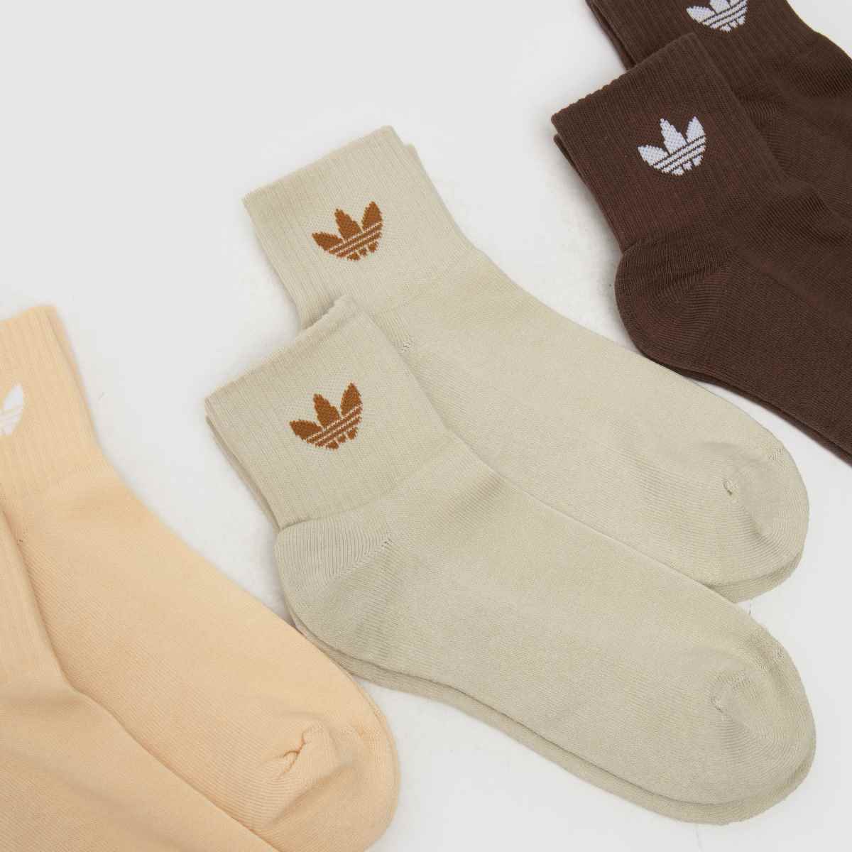 adidas bézs színű, multifunkciós, középmagasságú bokazokni, 6 db-os csomag