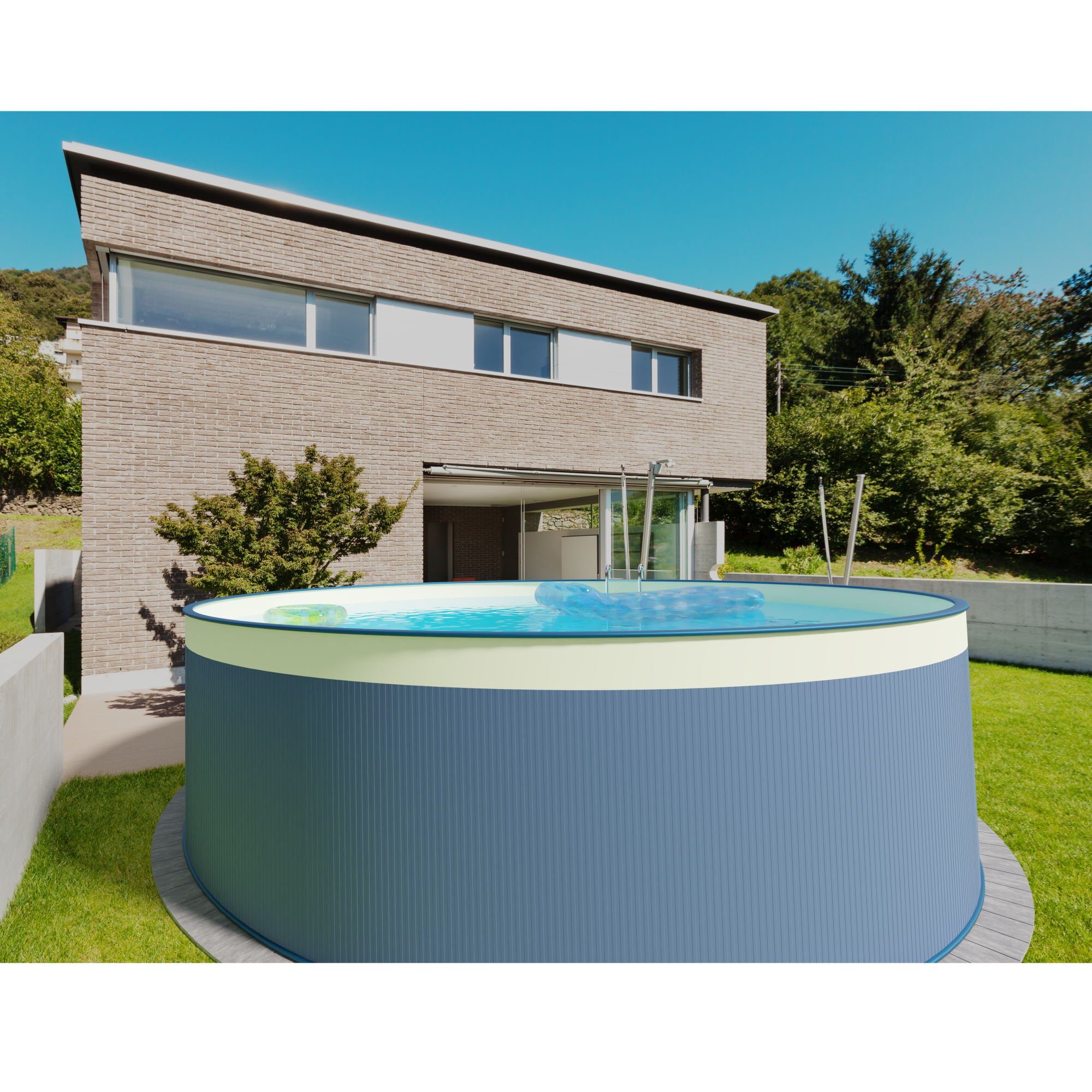 Waterman Rundpool Stahlwandpool rund Größe wählbar, 90 cm tief, Stah (Einzelbecken), verzinkte Stahlwand