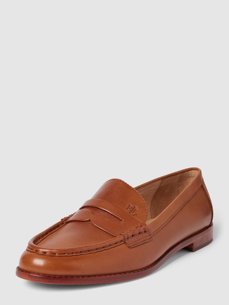 Penny-Loafer aus Leder mit Label-Detail Modell 'WYNNIE' in cognac