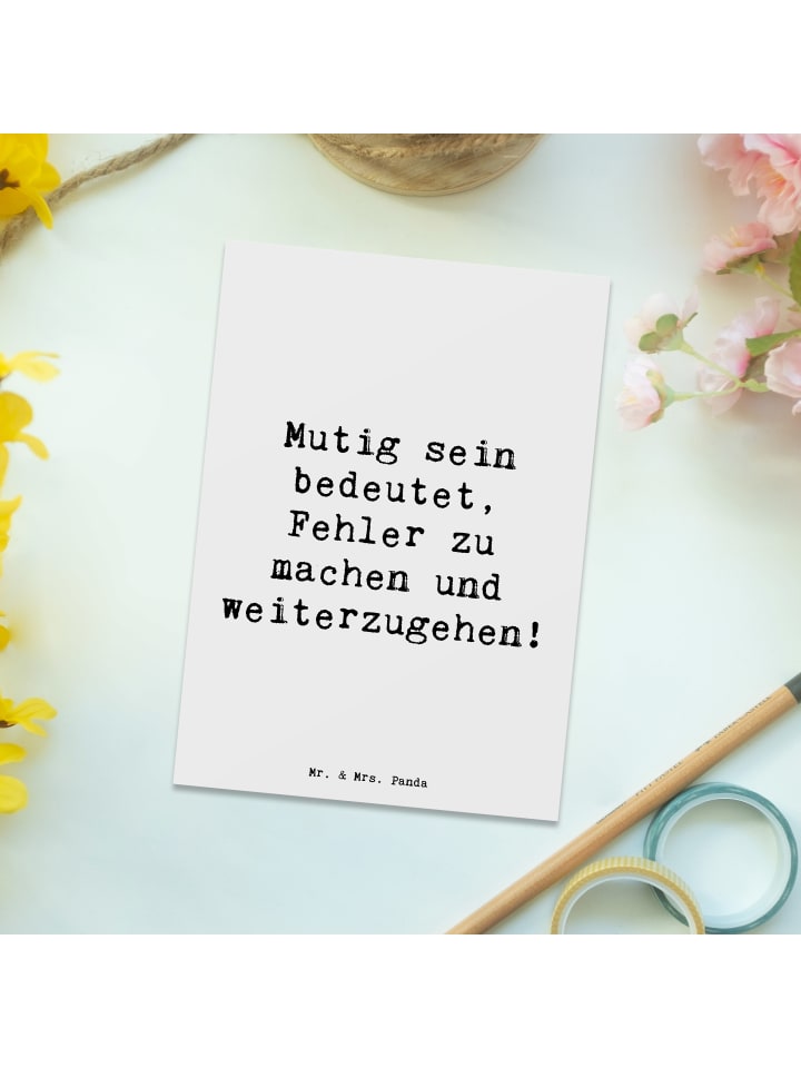 Mr. & Mrs. Panda Postkarte Spruch Fehler machen Lernen mit Spruch in Weiß günstig kaufen onesize