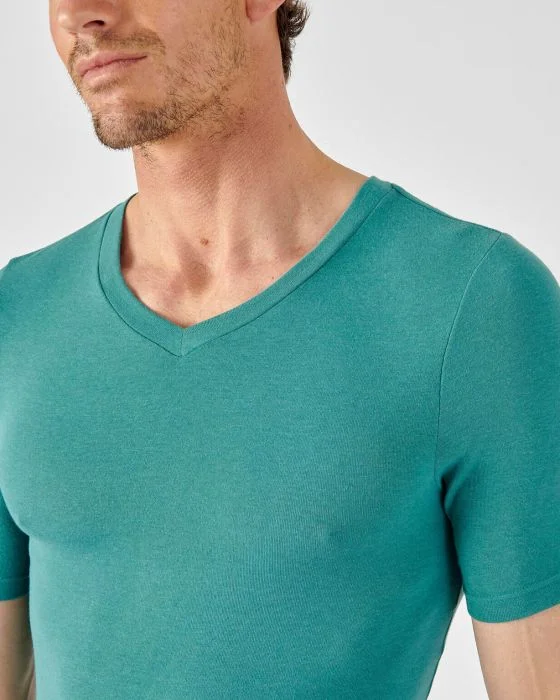 T-shirt col V fine côte Thermolactyl Sensitive, manches courtes