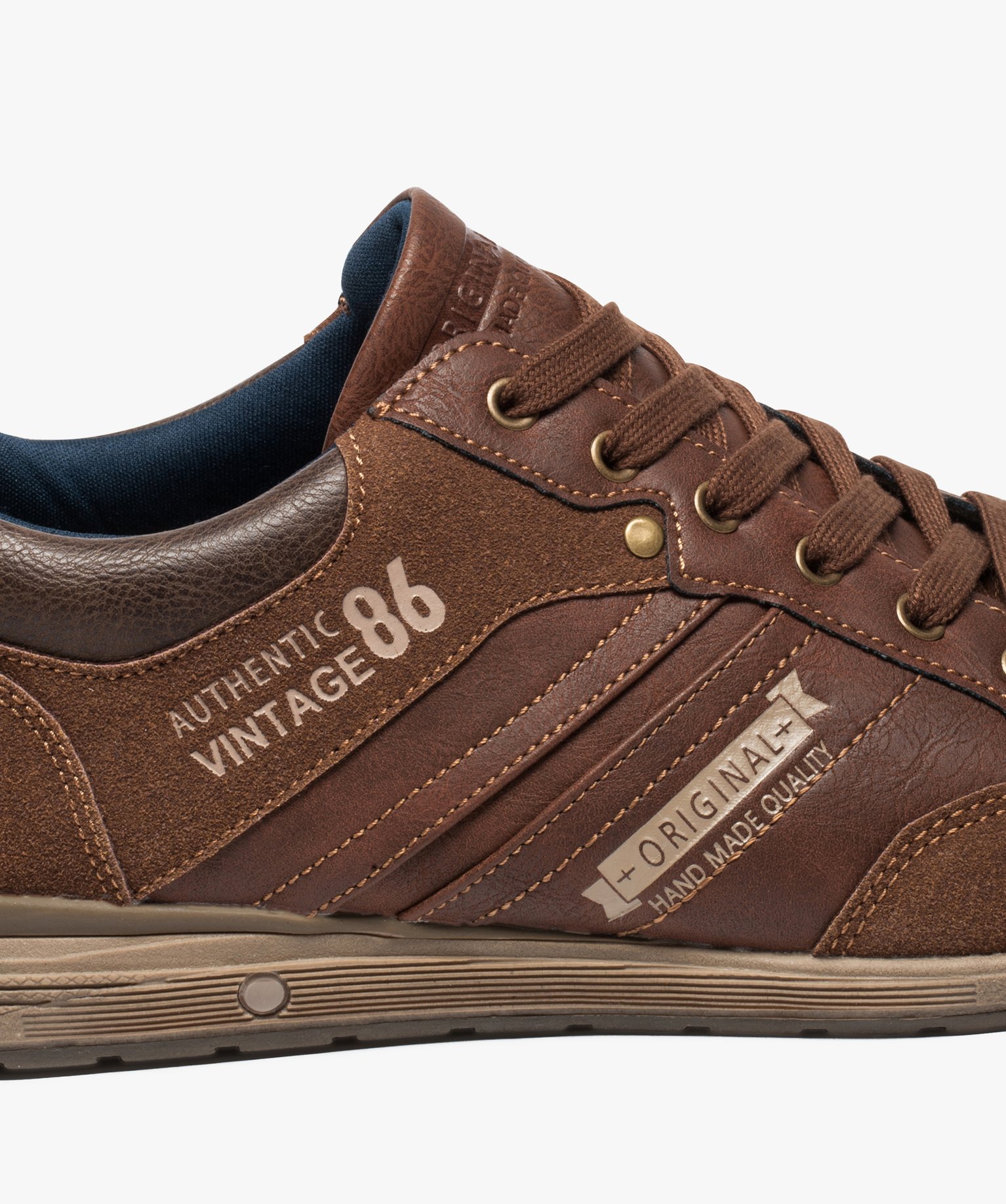 Baskets homme baskets de ville multimatières avec surpiqres camel | GEMO