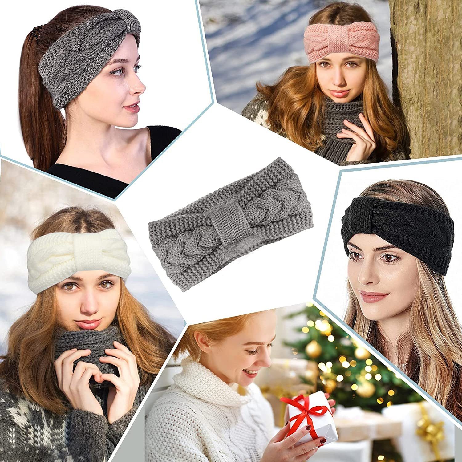 zggzerg Stirnband Stirnband Damen Winter, 2 Pcs Stirnbänder Strick, Haarband Ohrenwärmer