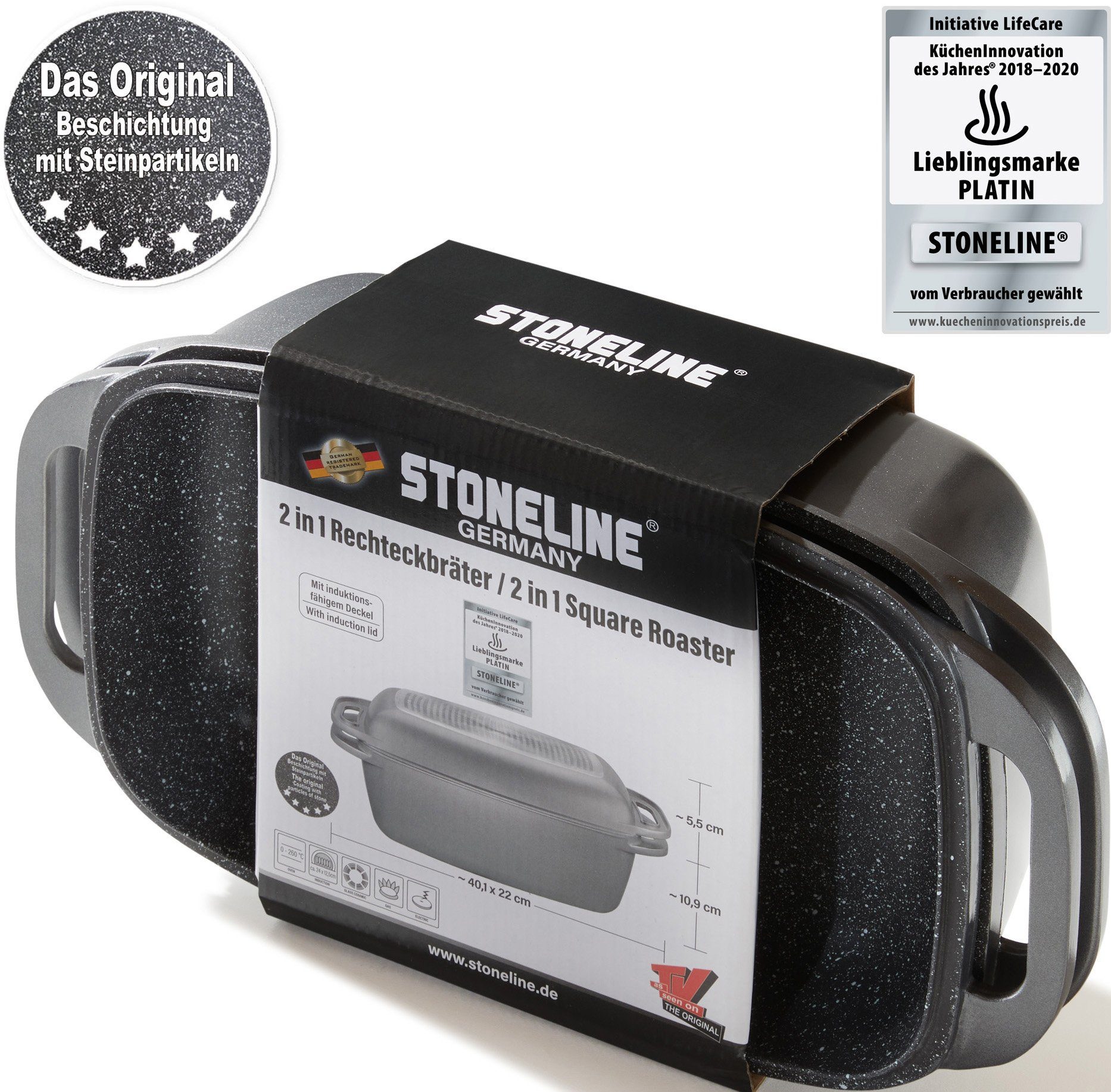 STONELINE Bräter, Aluminiumguss (1-tlg), mit Alugussdeckel, Induktion