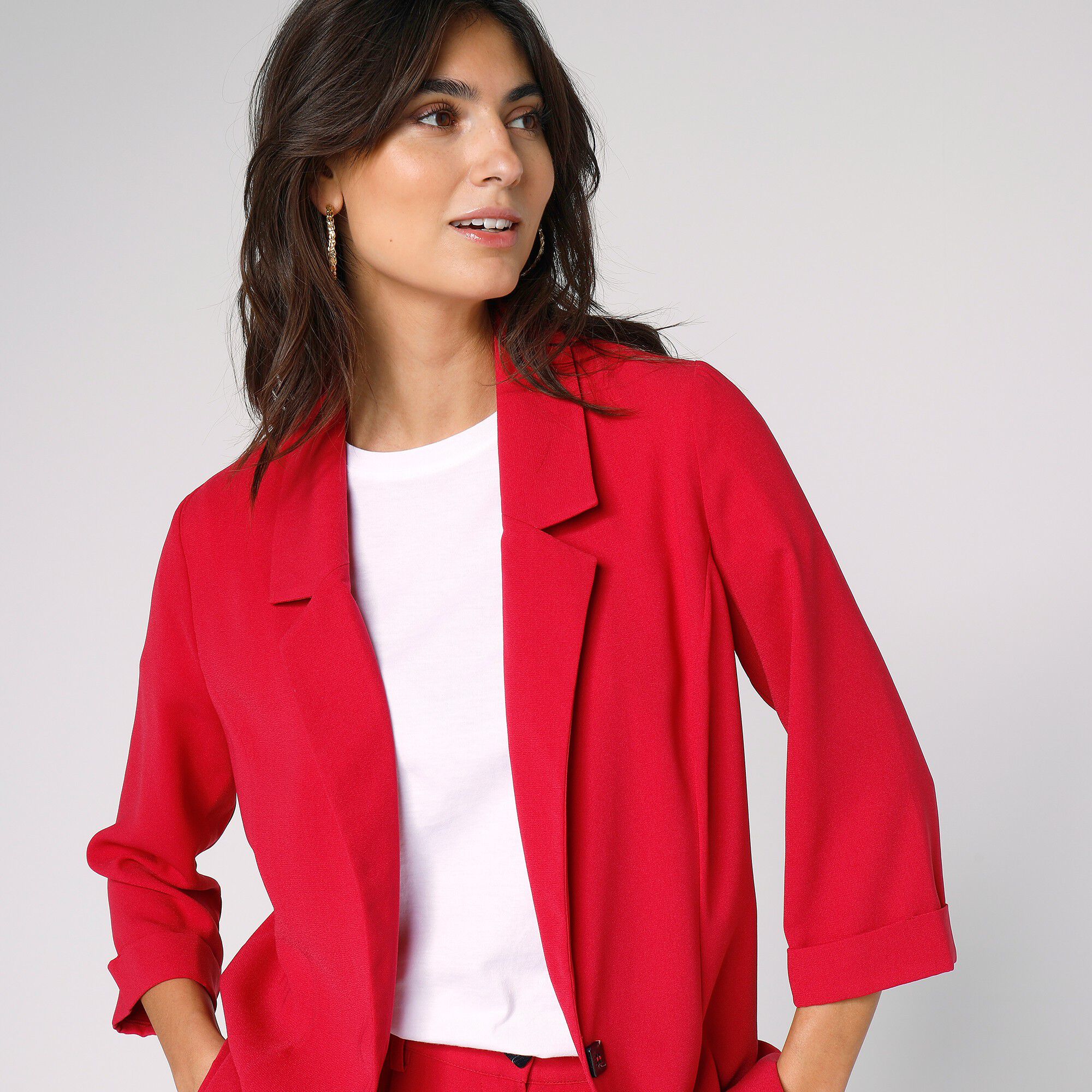 Veste blazer fluide manches 3/4