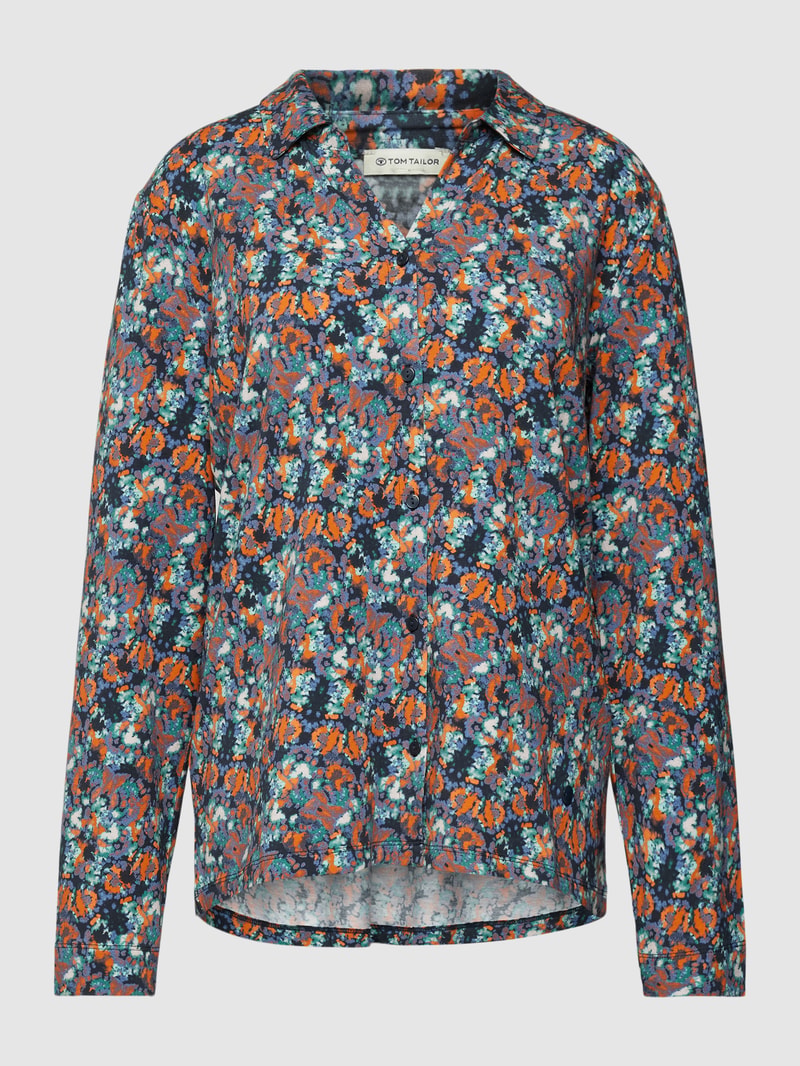 Hemdbluse mit Allover-Muster in marineblau