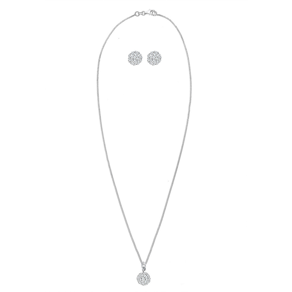Elli Elli Ensemble de Bijoux Femmes Boule Pendentif Set Clous d'oreilles avec Cristaux Bijoux
