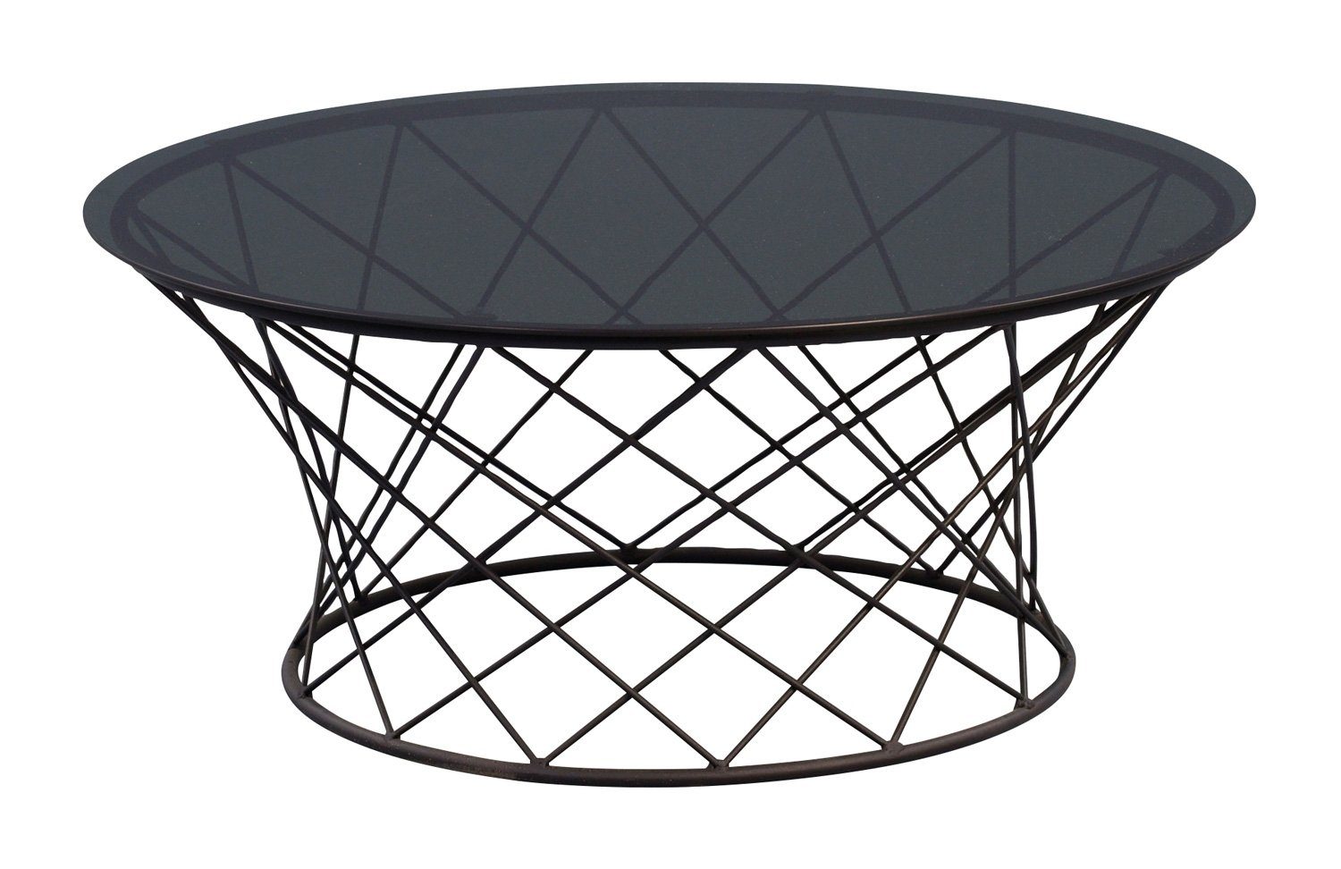 M2 Kollektion Couchtisch NOA, Grauglas, Metallgestell, Schwarz, Ø 80 cm