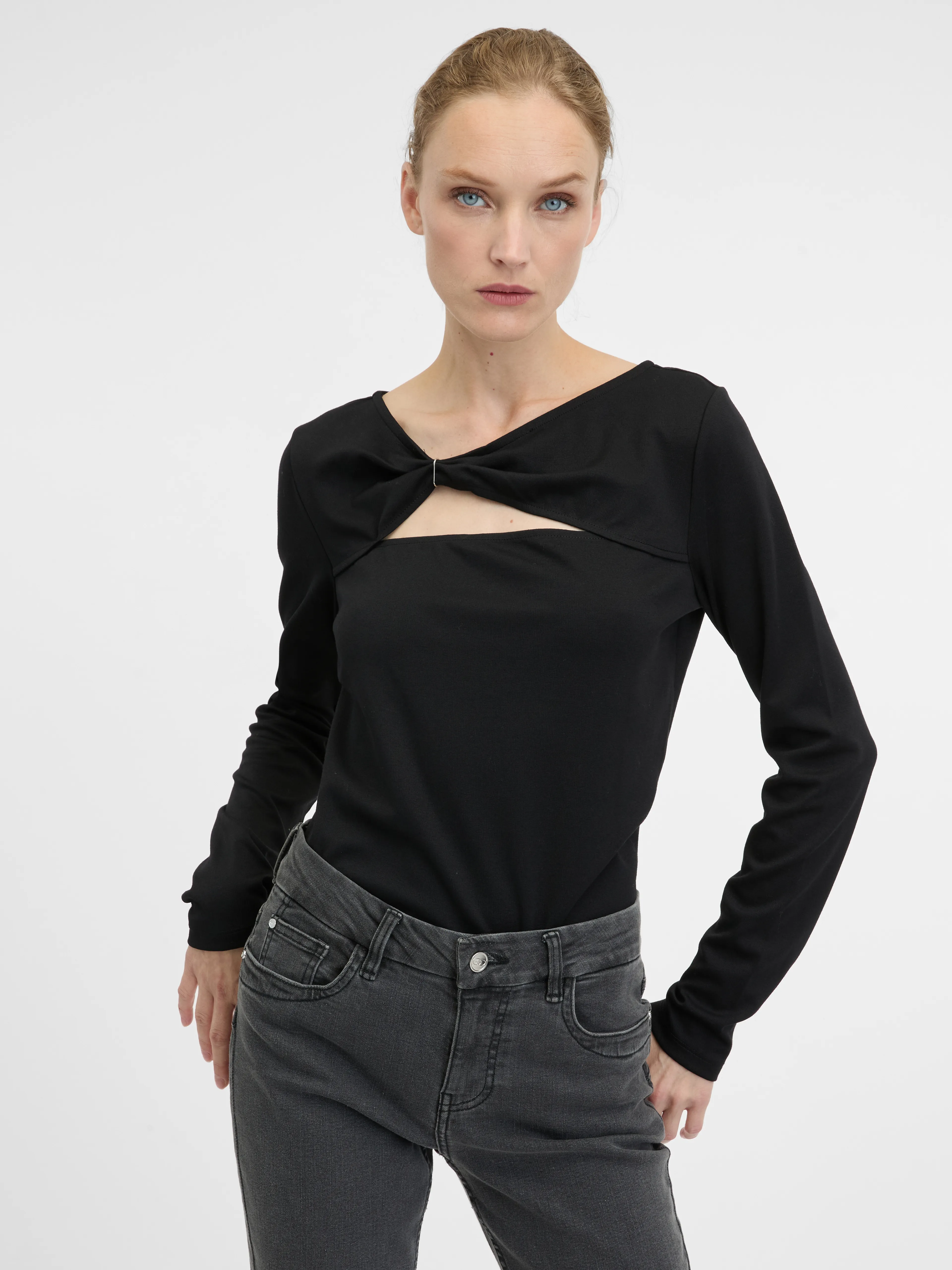 Schwarzes Damen-Langarm-T-Shirt ORSAY
