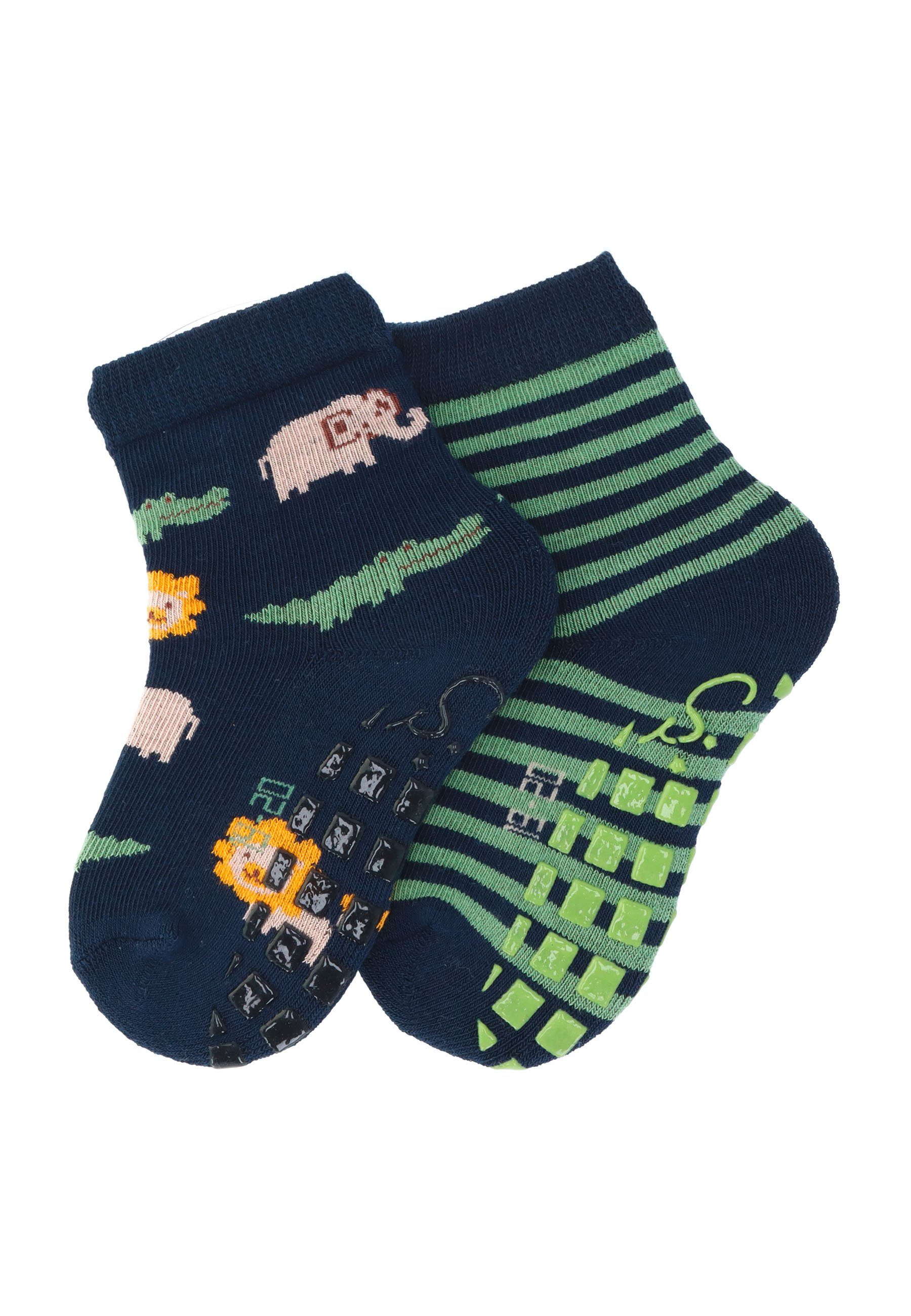 Sterntaler® ABS-Socken ABS-Söckchen Safari, 2er-Pack (2-Paar) Rutschesocken - ABS-Socken Gummi - Kindersocken Jungen und Mädchen - Anti-Rutsch-Sohle - mit den Motiven 