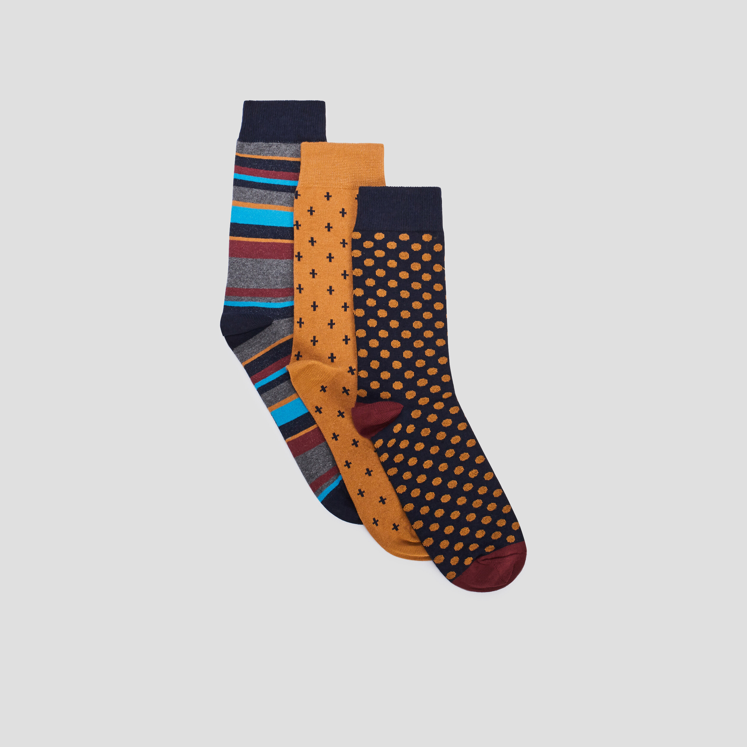 Lot 3 paires de chaussettes multicolore homme | La Halle