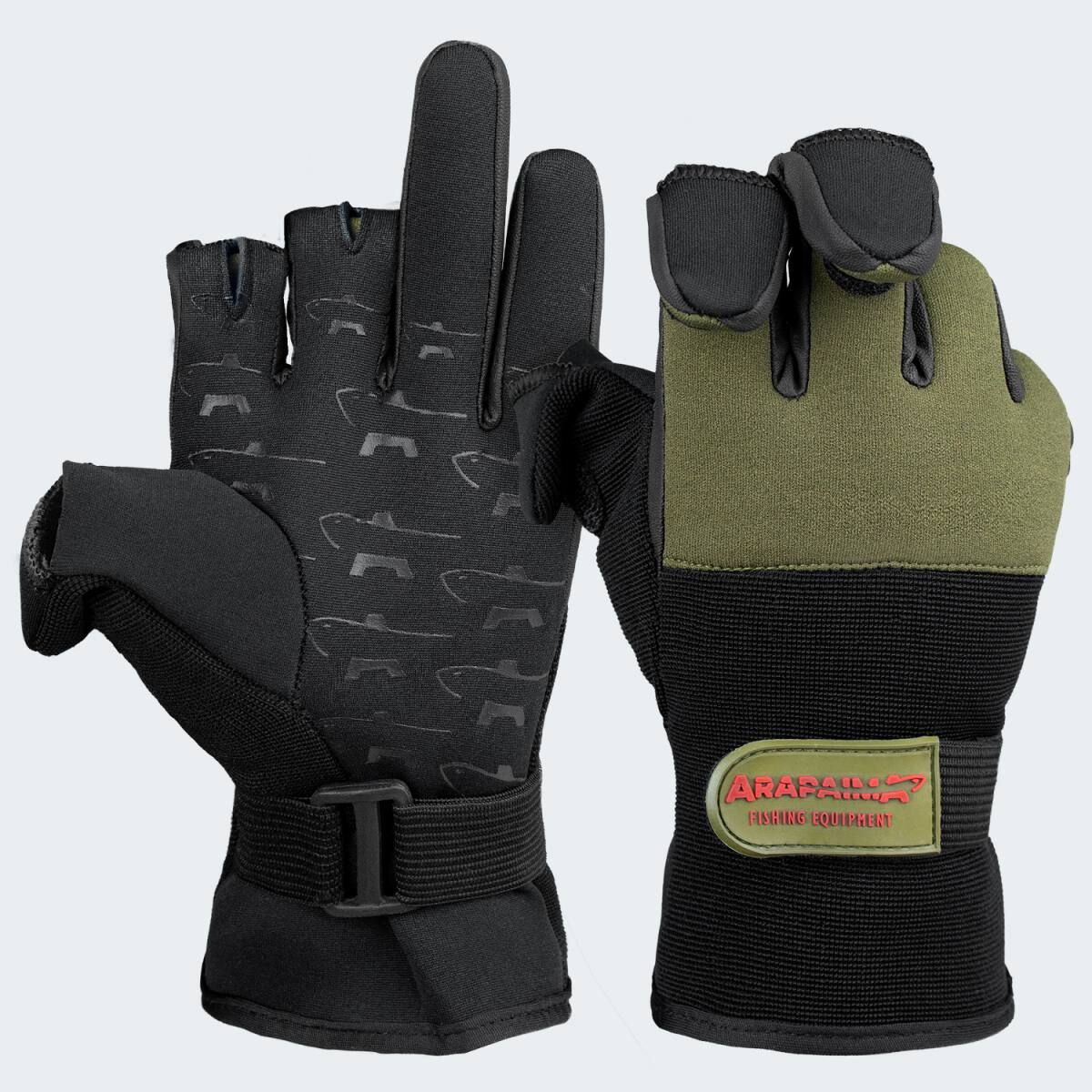 Arapaima Fishing Equipment OlivBlack Neopren Angelhandschuhe
