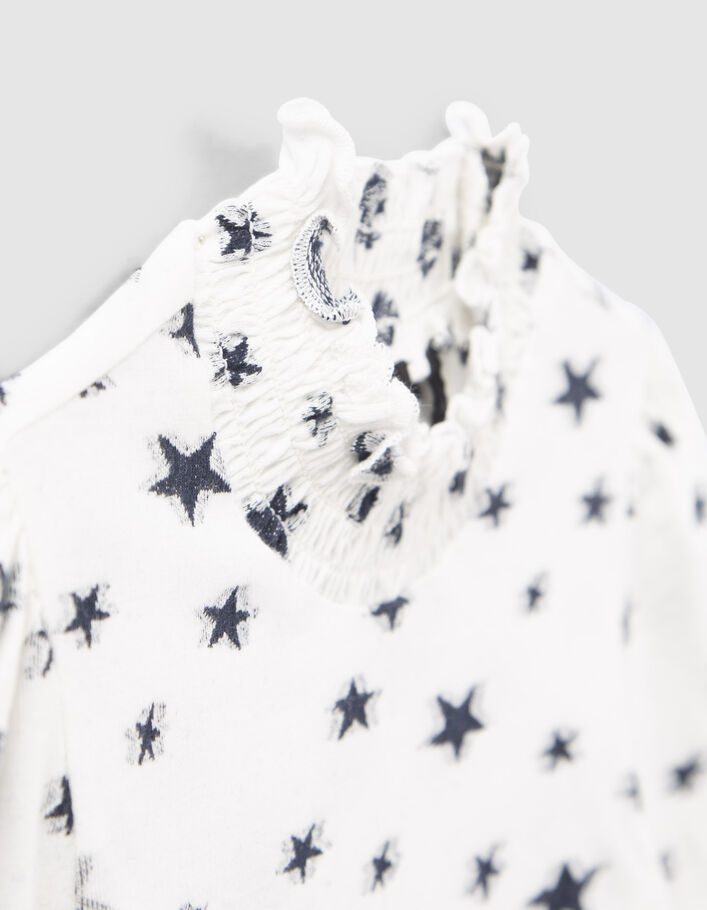 T-shirt blanc cassé all-over jacquard étoiles fille