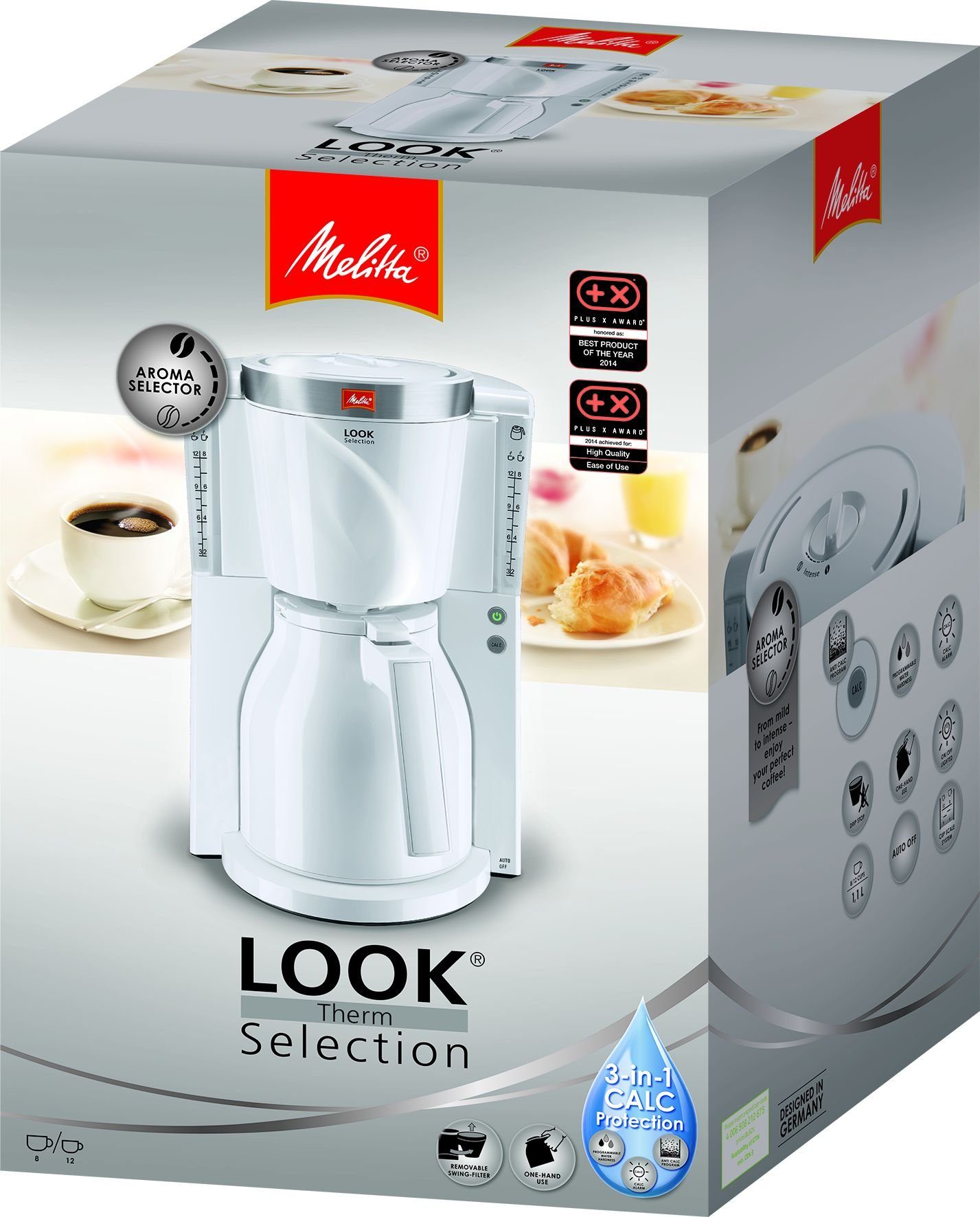 Melitta Filterkaffeemaschine Look Therm Selection 1011-12 weiß 8 Tassen Thermo, 1x4, mit Thermokanne