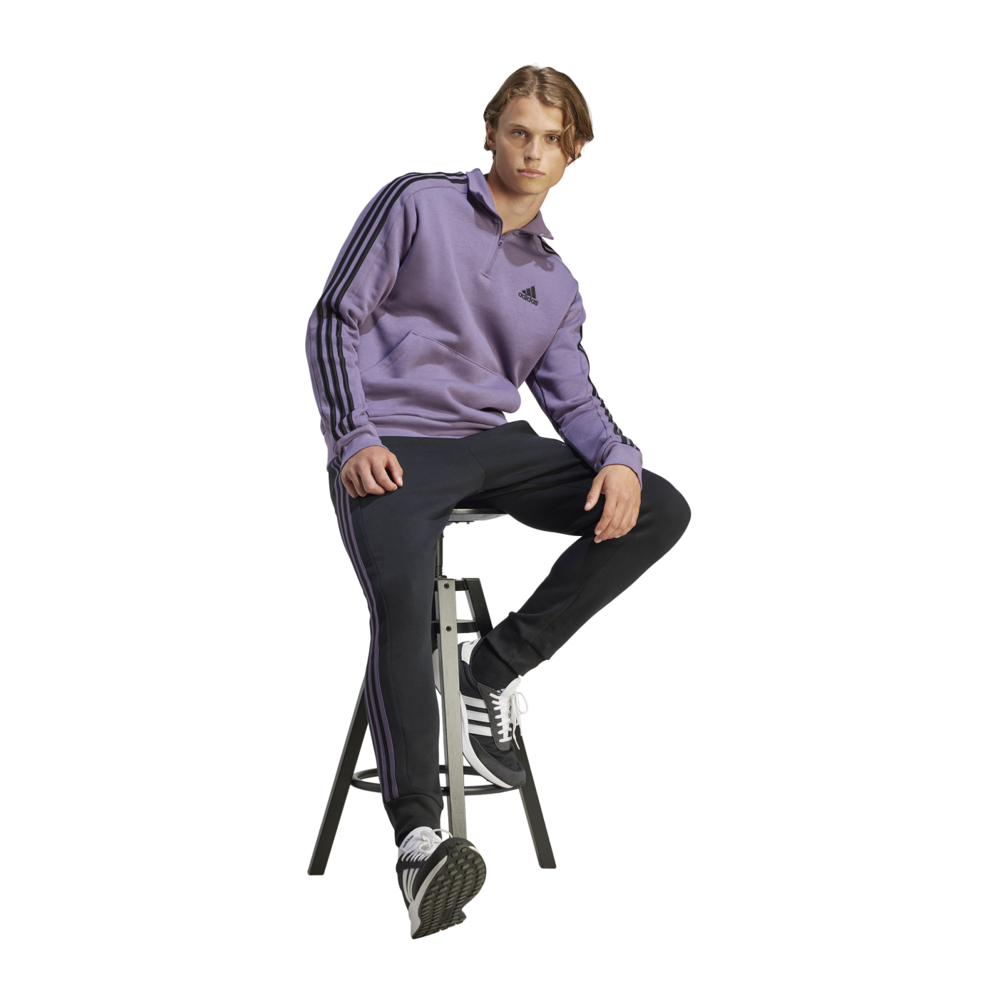 adidas Essentials Fleece HalfZip Sweatshirt Lila