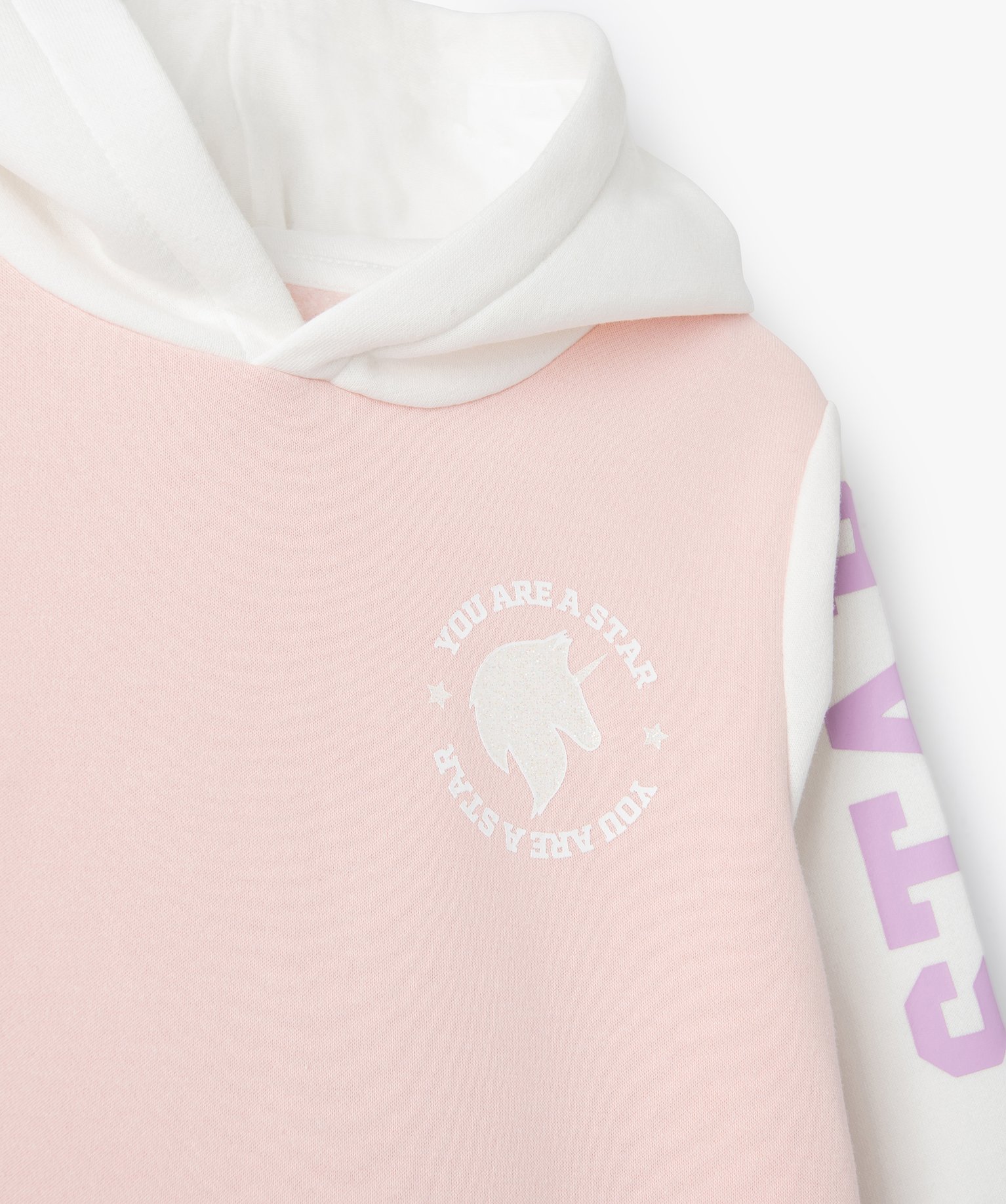 Robe sweat à capuche fille avec poche kangourou rose | GEMO