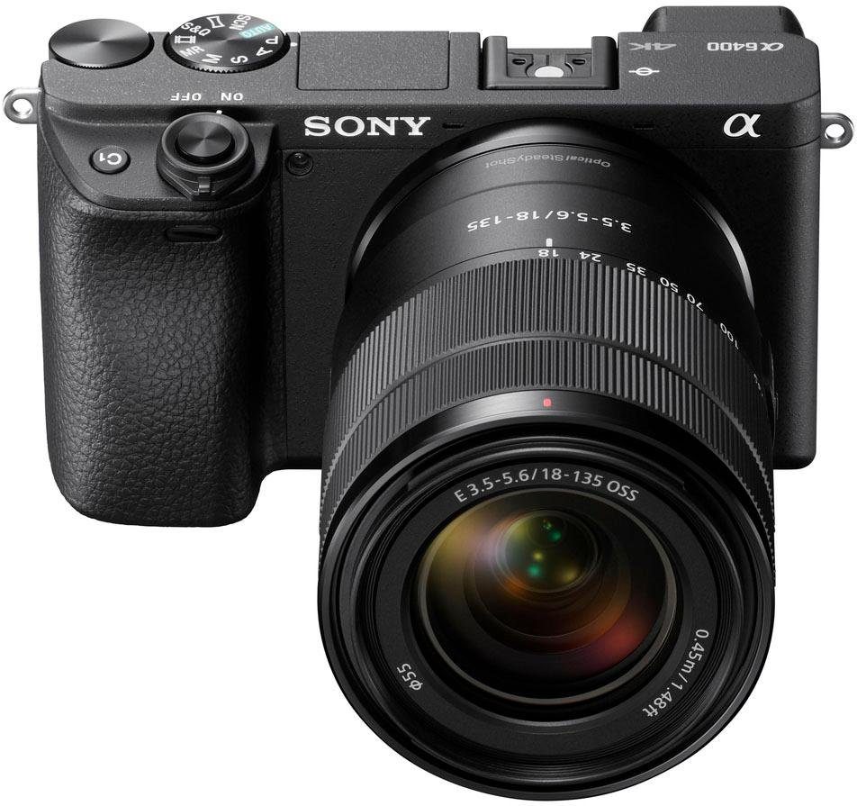 Sony ILCE-6400MB - Alpha 6400 E-Mount Systemkamera (24,2 MP, Bluetooth, NFC, WLAN (Wi-Fi), 4K Video, 180° Klapp-Display, XGA OLED Sucher, M-Kit 18-135mm Objektiv)