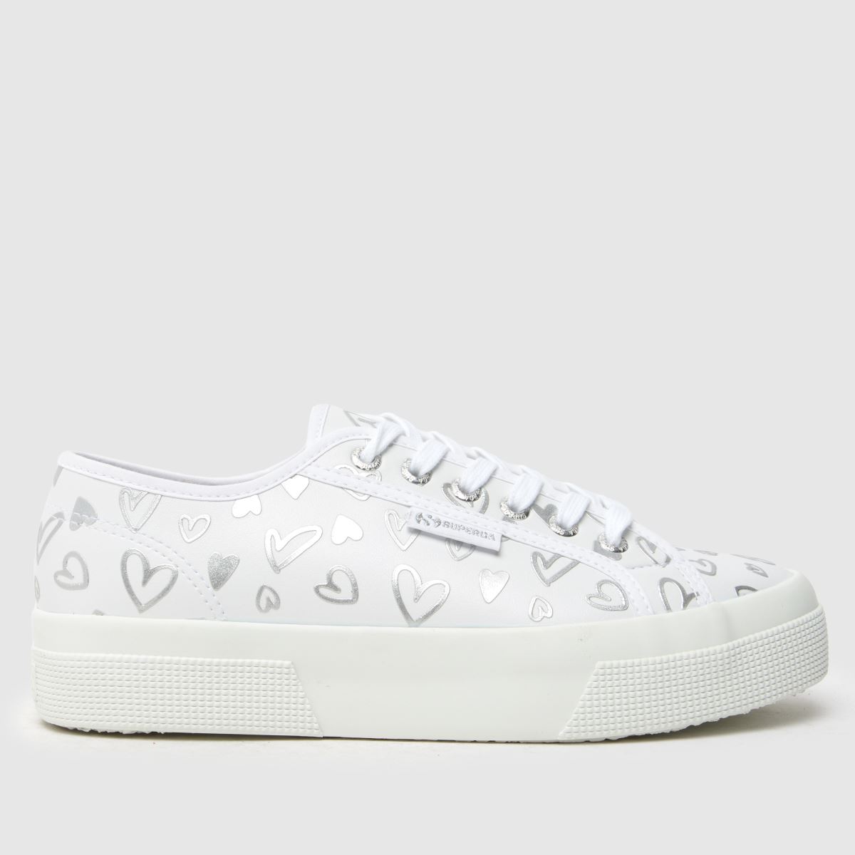 Superga 2740 platform szívek tornacipő fehér és ezüst színben