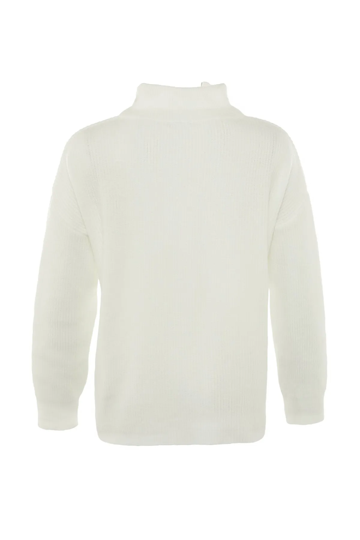 Trendyol Collection  Ecrufarbener, weich strukturierter Strickpullover mit Reißverschluss TWOAW20XS0009