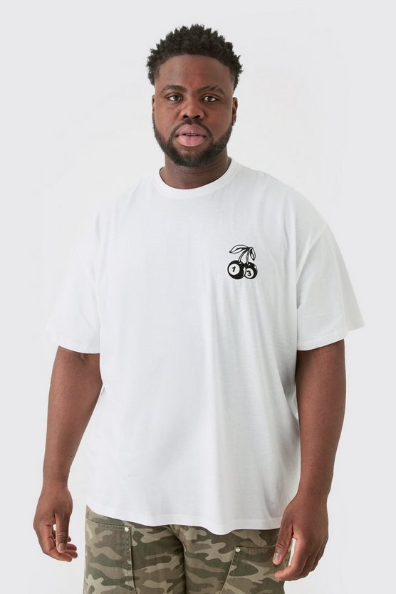 Plus Oversize T-Shirt mit Cherry Würfel Stickerei