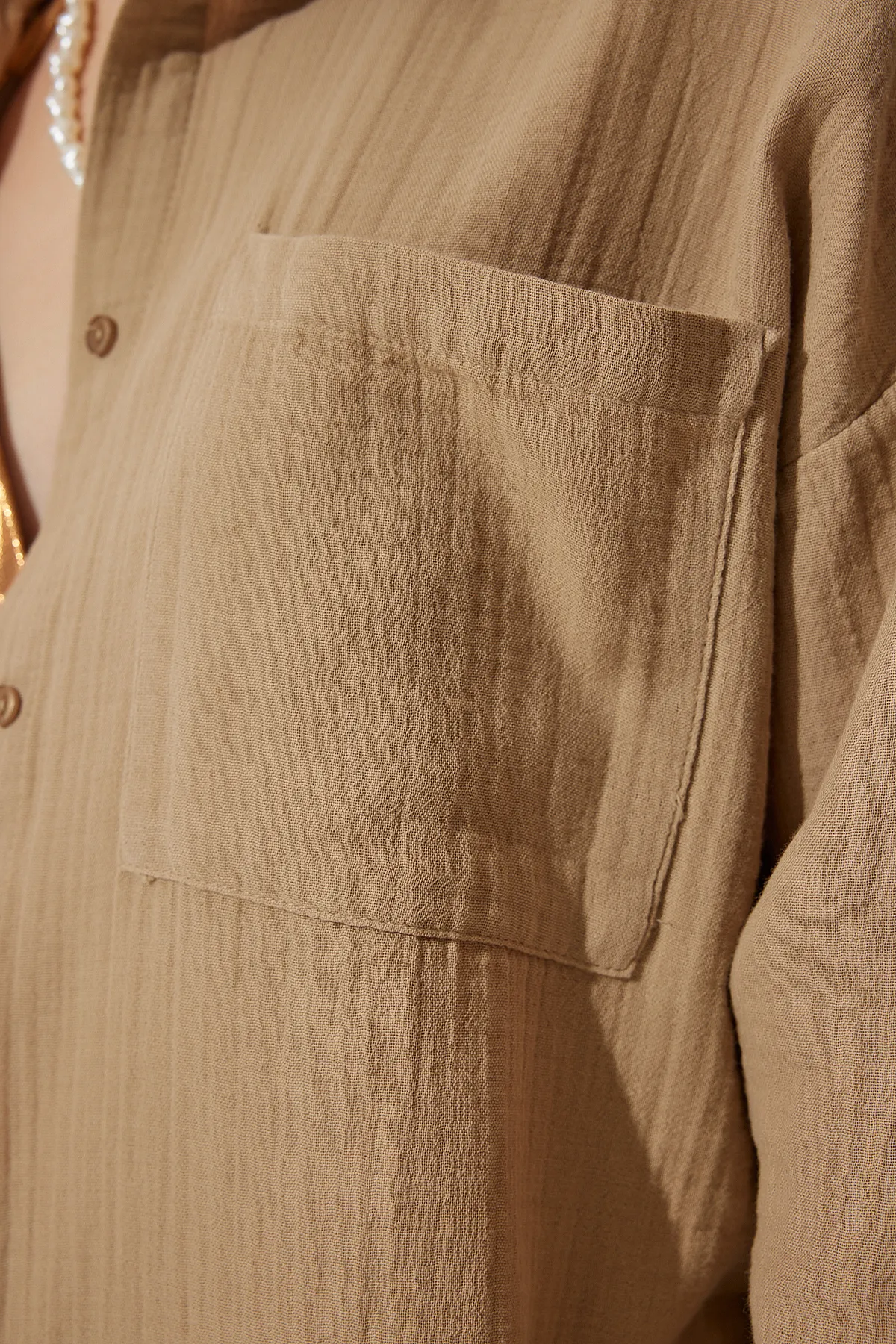 Happiness İstanbul  Hemd - Beige - Oversized