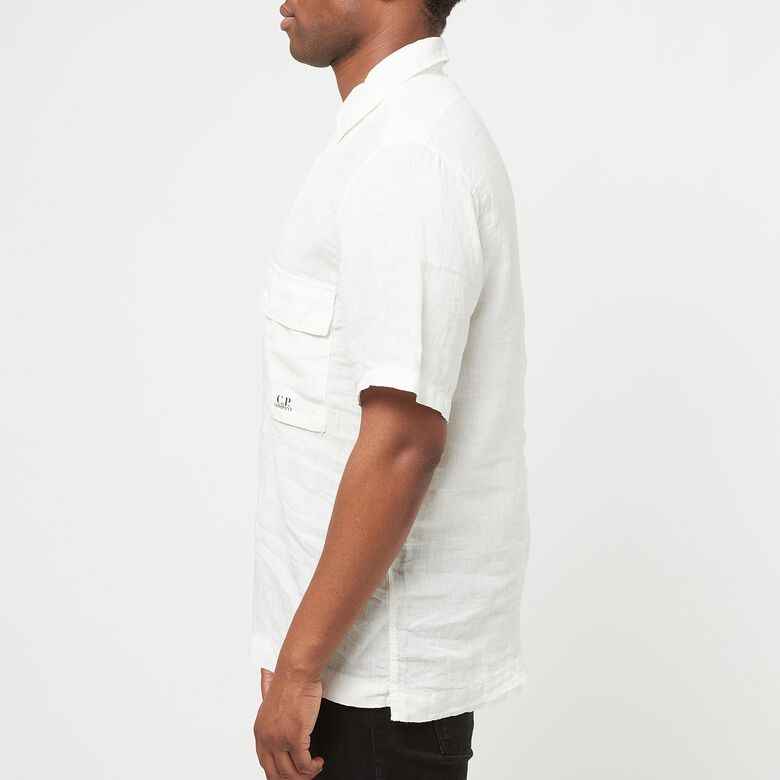 C. P. Company Linen Short Sleeved Shirt gauze white