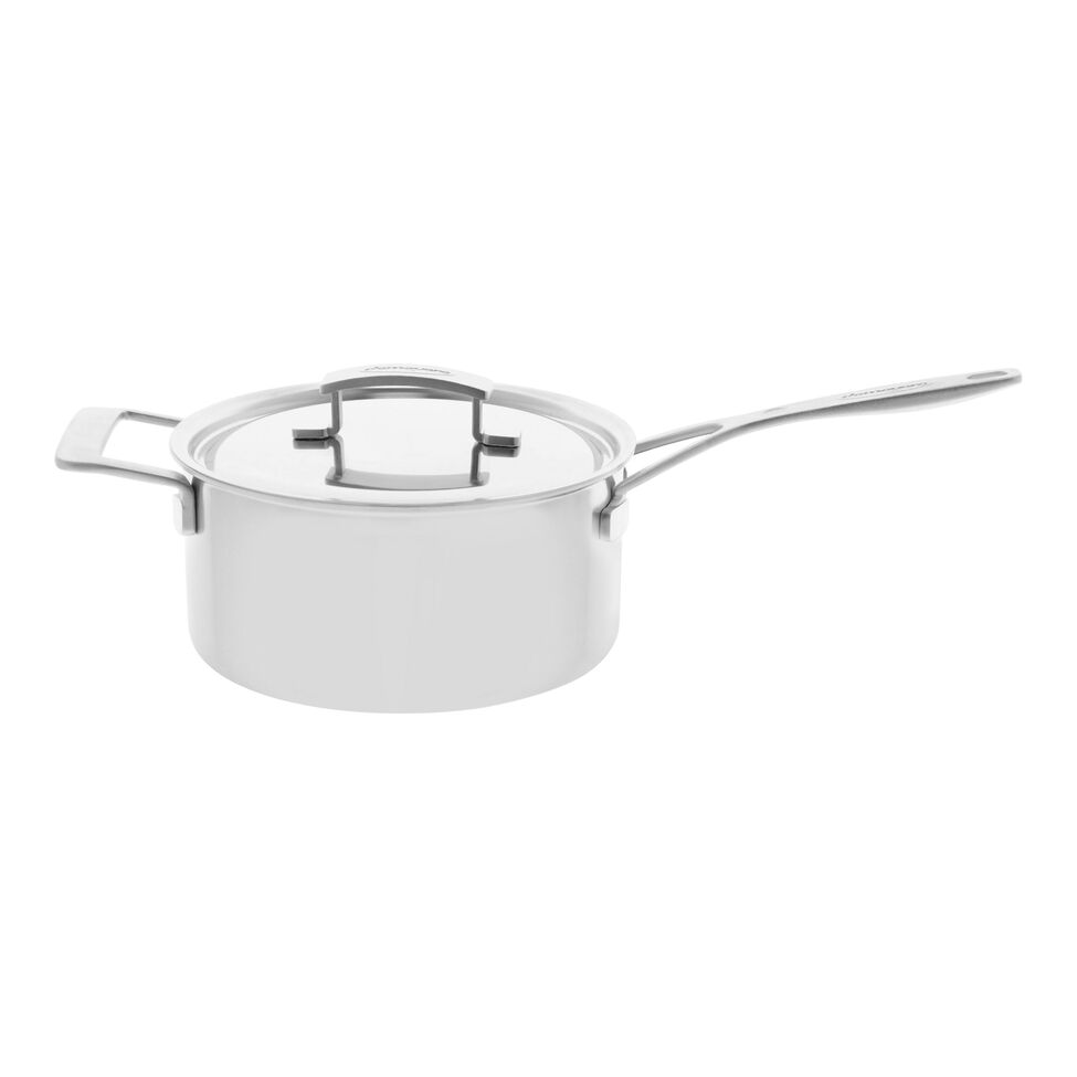 Stieltopf mit Deckel 22 cm, 18/10 Edelstahl, Silber