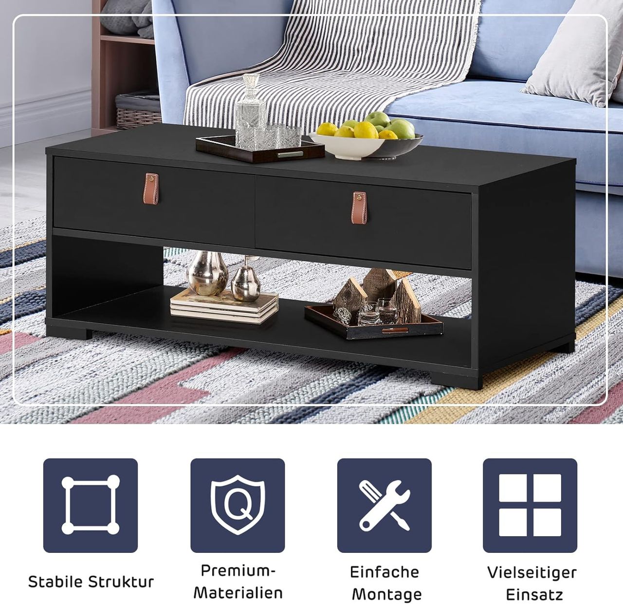 Costway Industrieller Couchtisch für Wohnzimmer