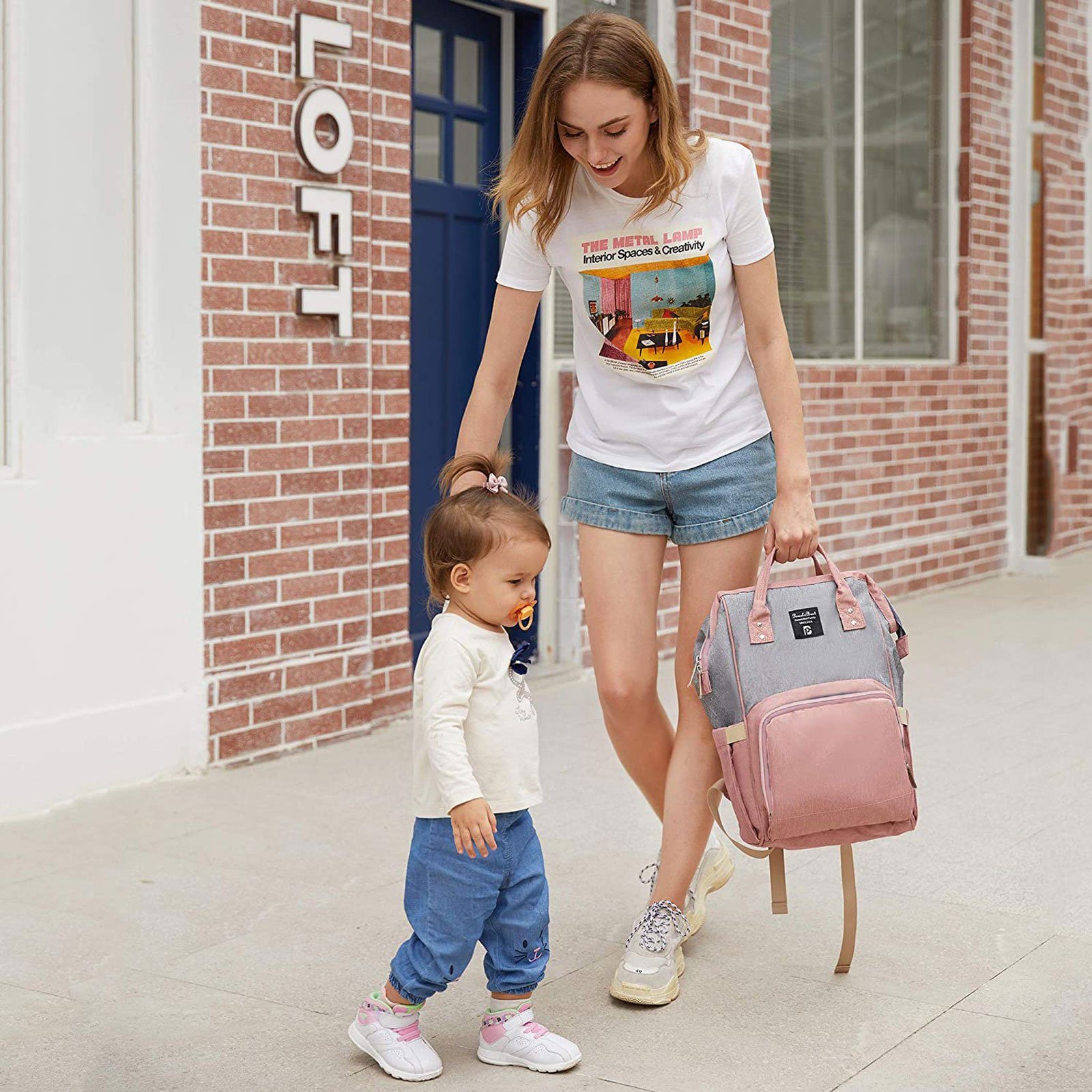 Pomelo Best Wickelrucksack Wickeltasche Rucksack Baby Multifunktions-Babytaschen wasserabweisend (Windeln Babyflasche Milchfläsche Rucksack Tasche mit Flaschenhalter, Multifunktional, Babytasche, Wickelrucksack, für Mama und Papa unterwegs), mit trag