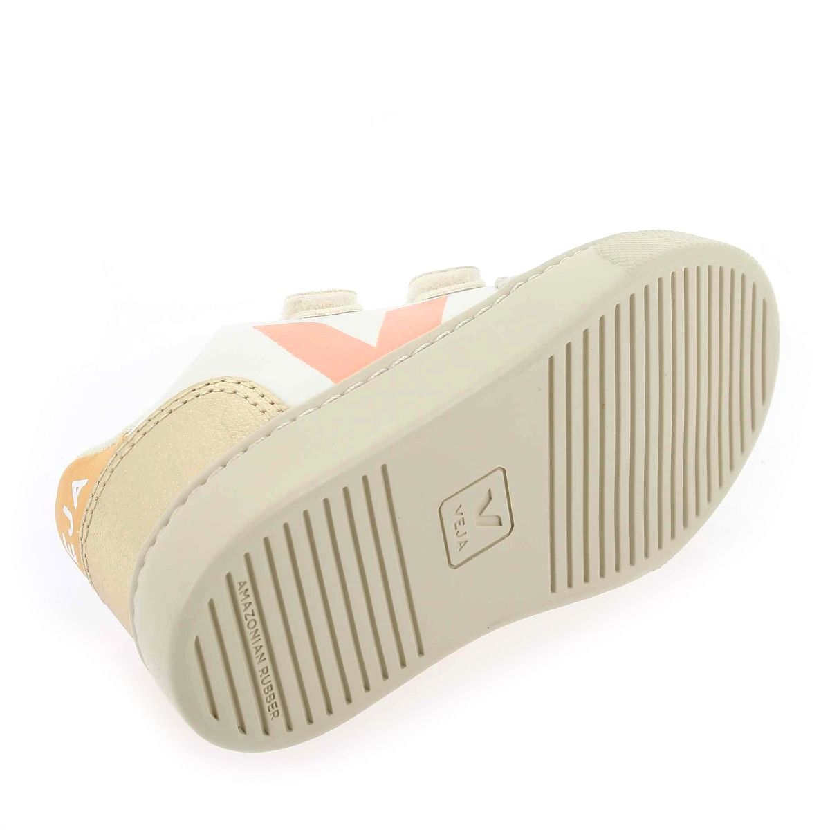 Veja  SMALL V12 VELCRO - Blanc Platine